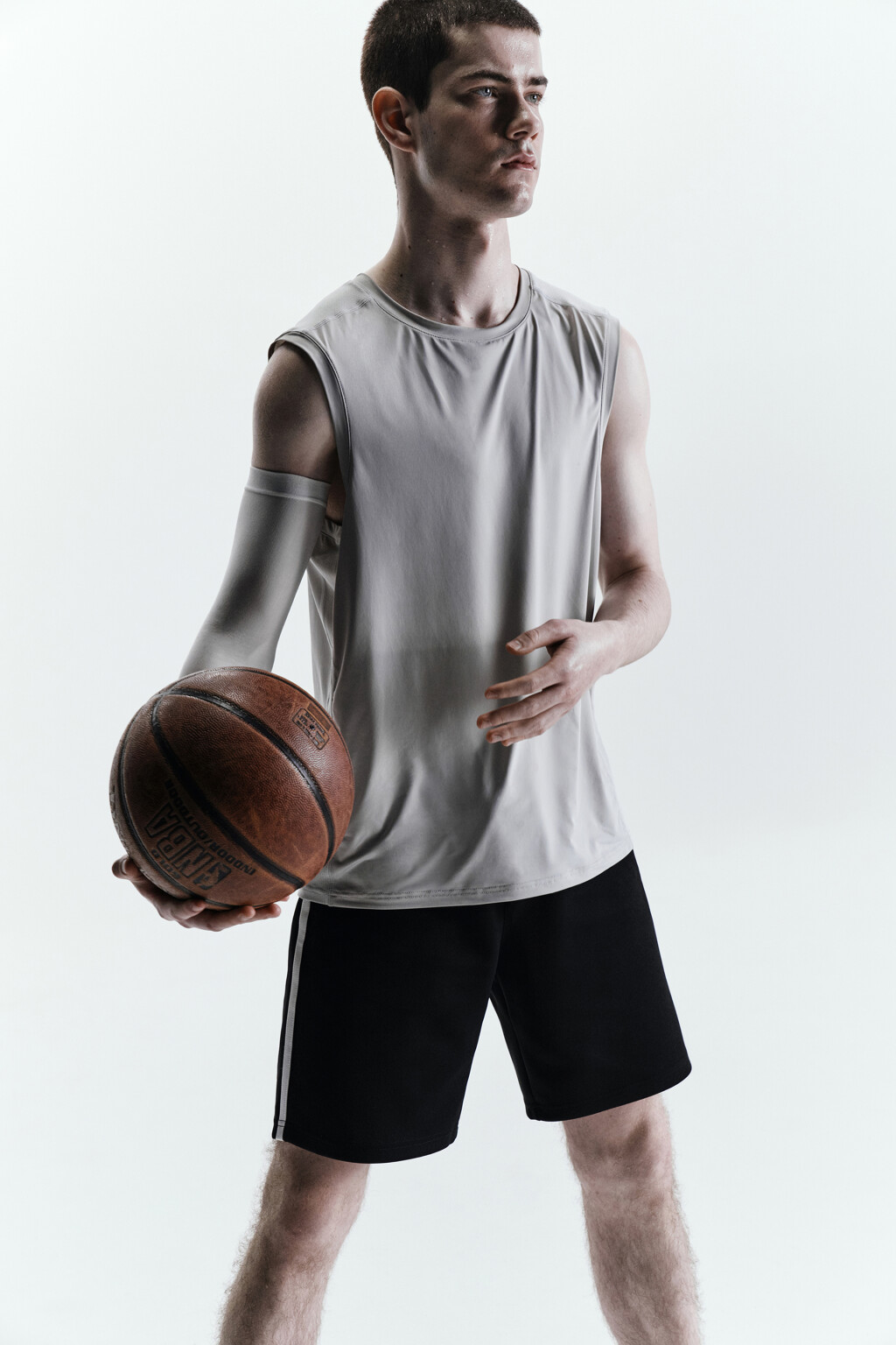 Майка спортивная с вставками из сетки - цвет серый - 8