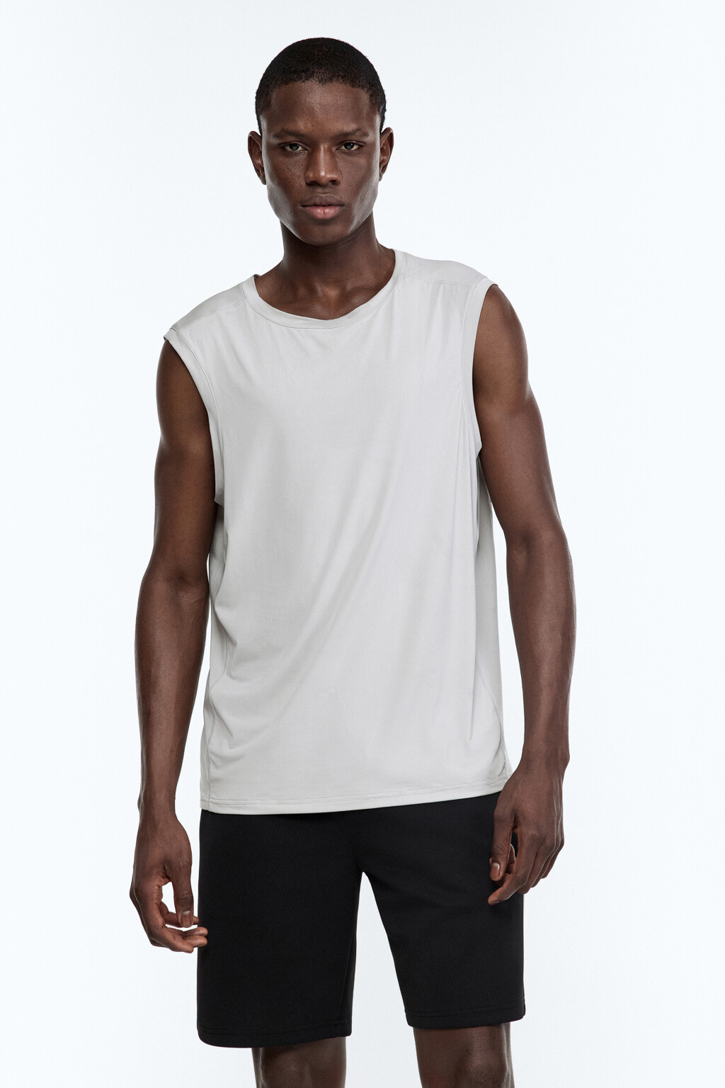 Майка спортивная с вставками из сетки - цвет серый - 2