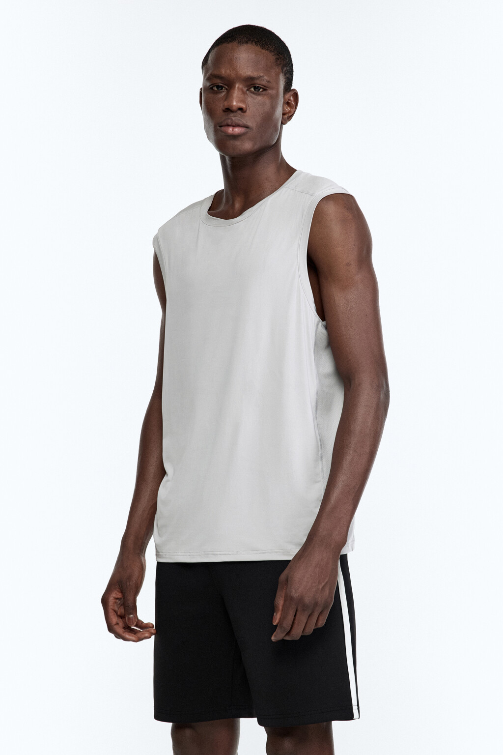 Майка спортивная с вставками из сетки - цвет серый - 3