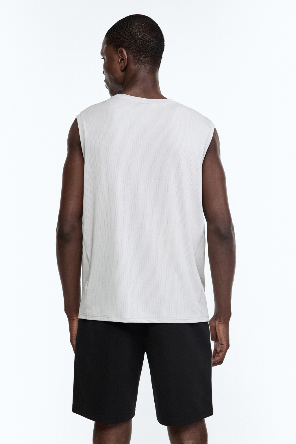 Майка спортивная с вставками из сетки - цвет серый - 4