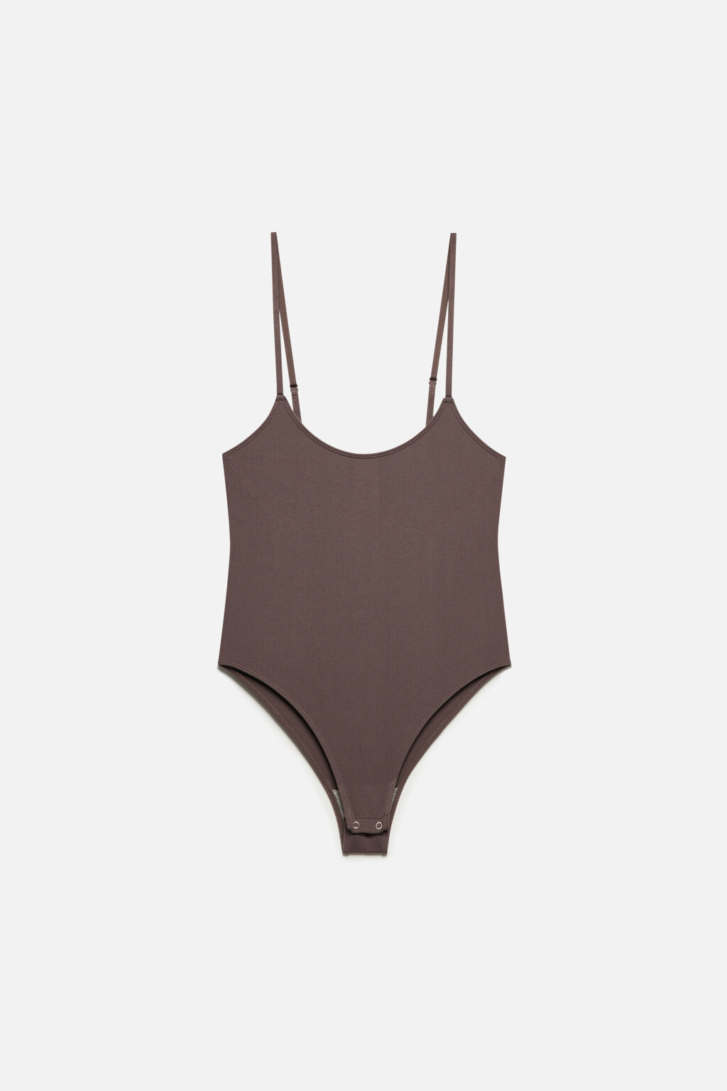 Боди-майка в рубчик на тонких бретелях - цвет коричневый - 5