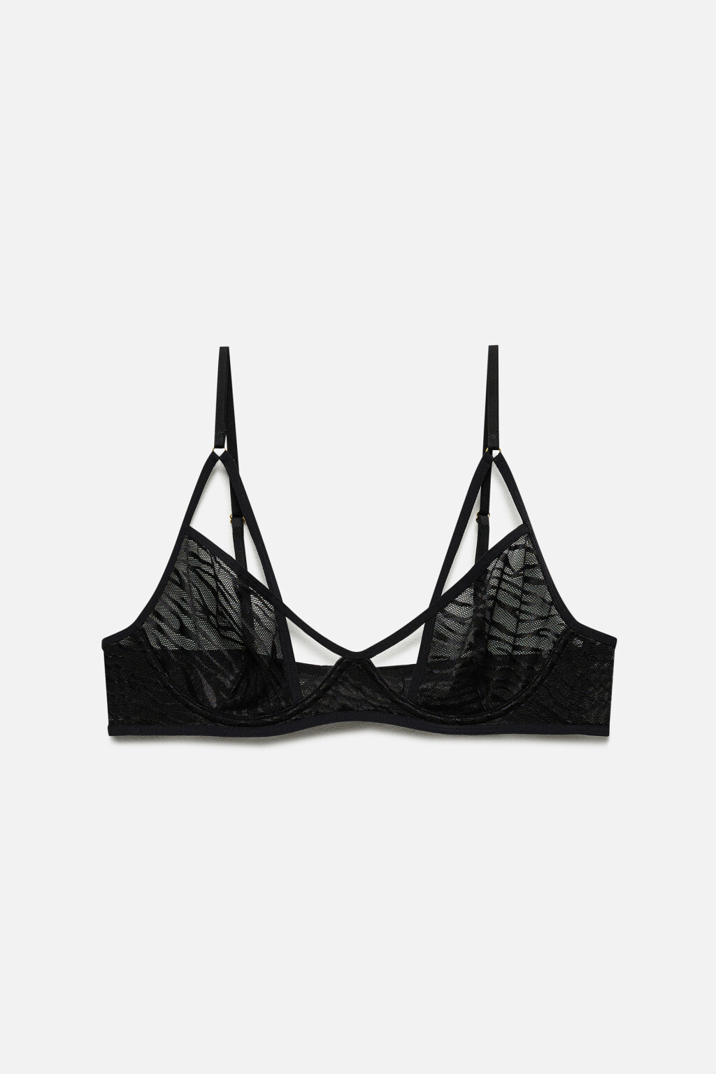 Бюстгальтер-бра сетчатый с анималистическим принтом - цвет черный - 5