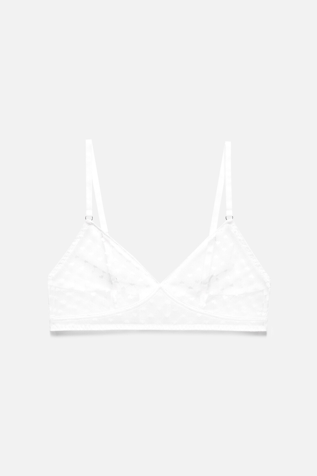 Бюстгальтер-бралетт сетчатый в сердечко - цвет белый - 5