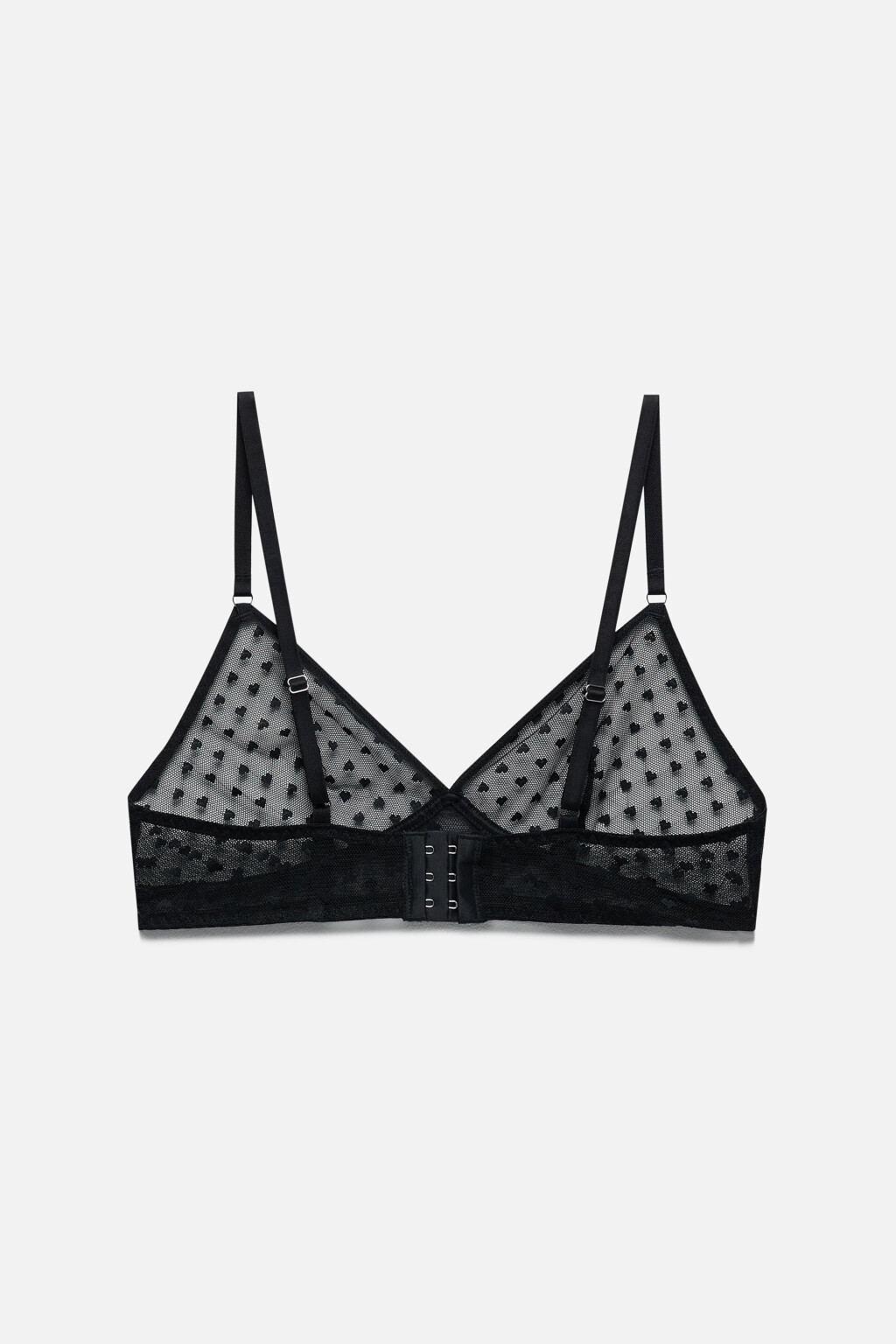 Бюстгальтер-бралетт сетчатый в сердечко - цвет черный - 6