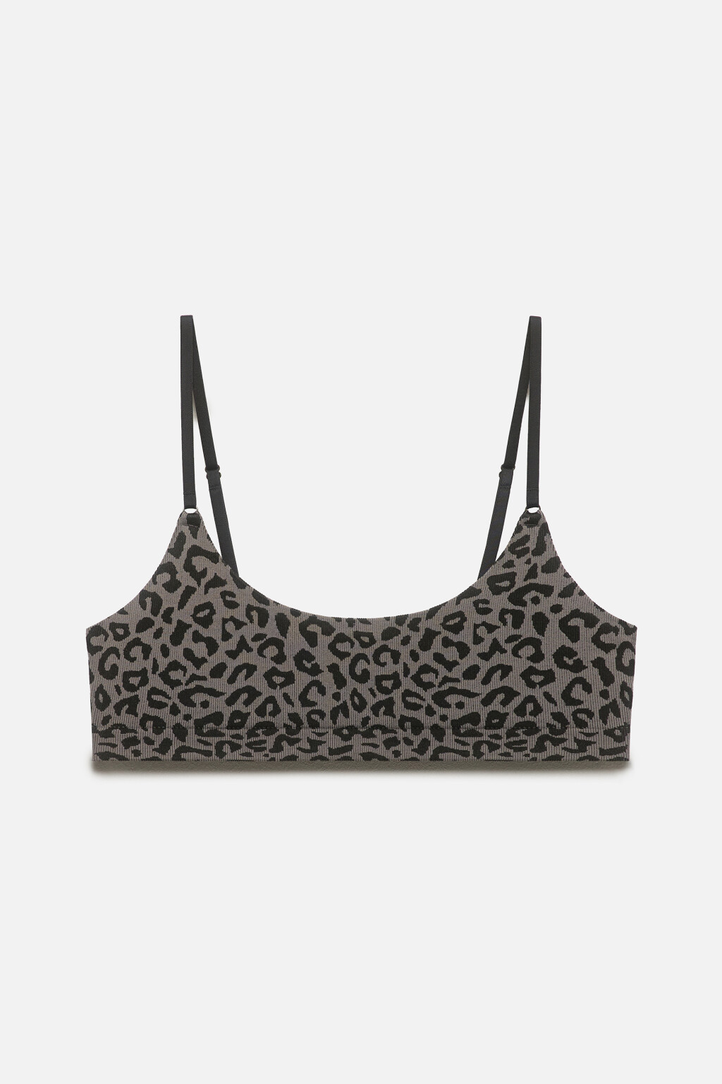 Бюстгальтер-топ в рубчик с анималистическим принтом - цвет серый - 5