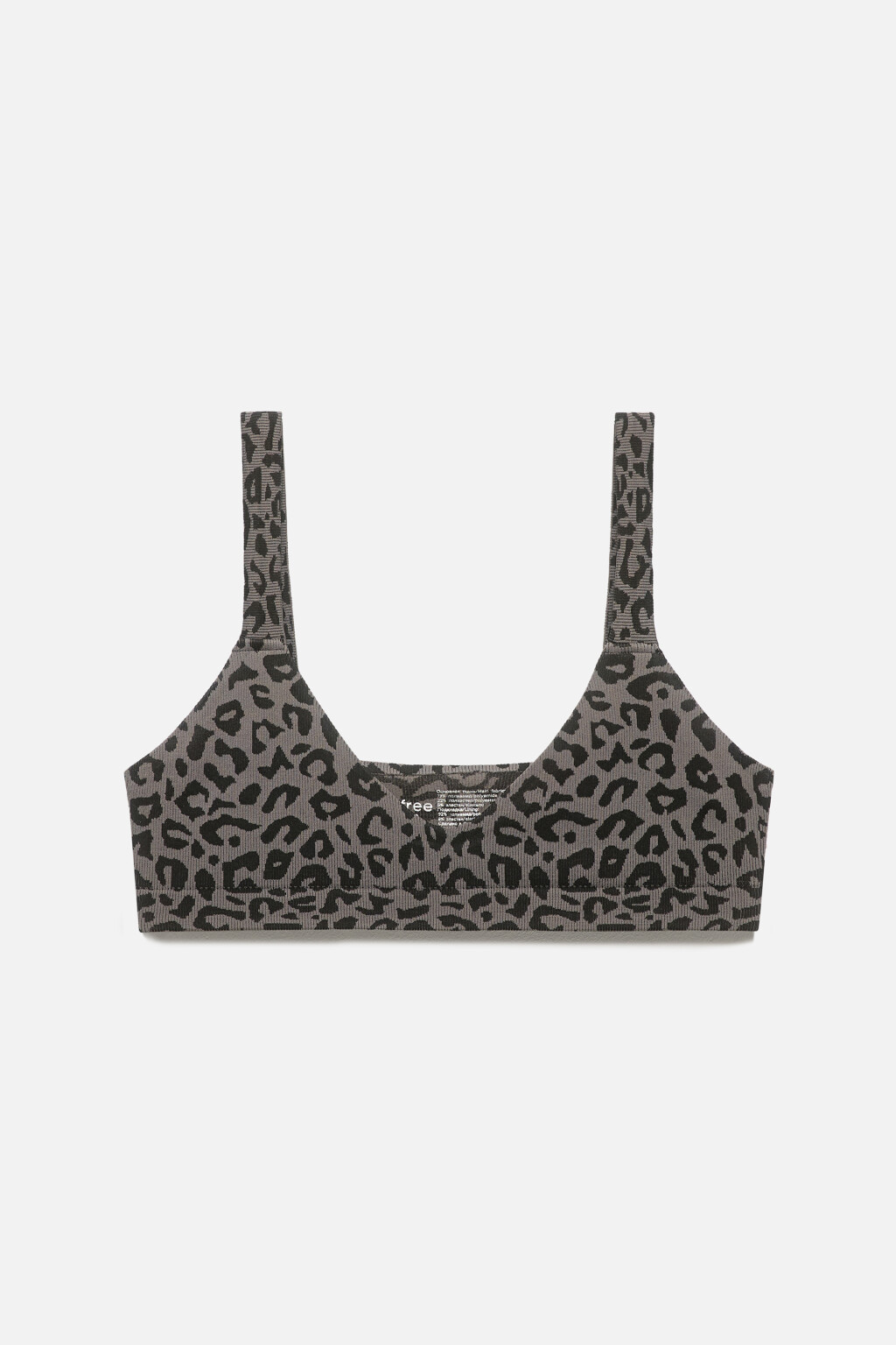 Бюстгальтер-топ в рубчик с анималистическим принтом - цвет серый - 5