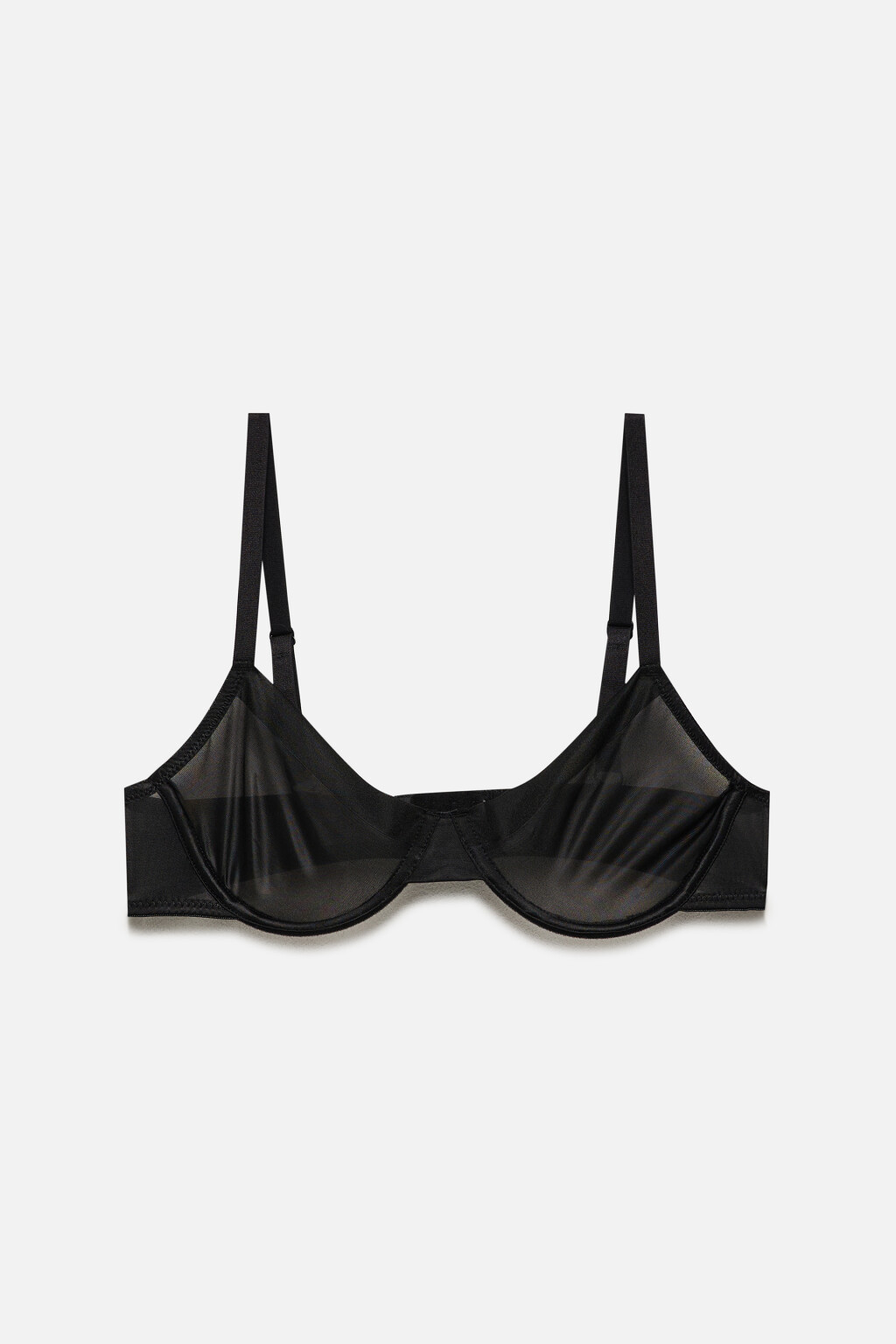 Бюстгальтер-бра из гладкой сетки - цвет черный - 5