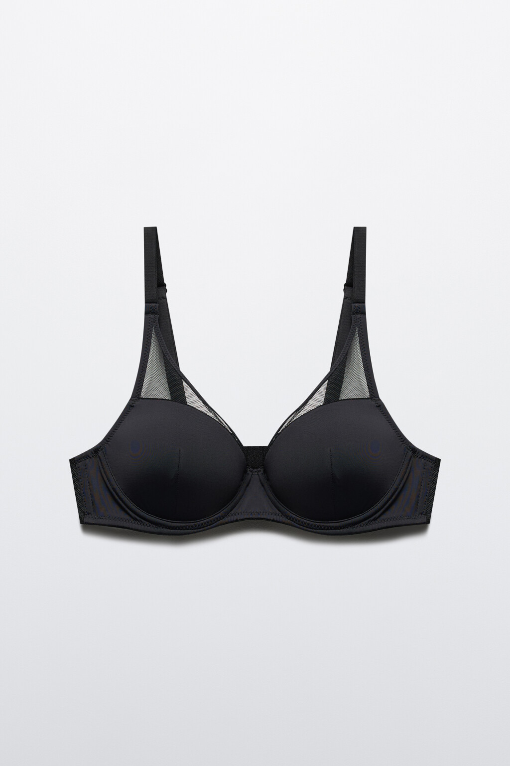 Бюстгальтер-бра гладкий с сетчатой вставкой - цвет черный - 5