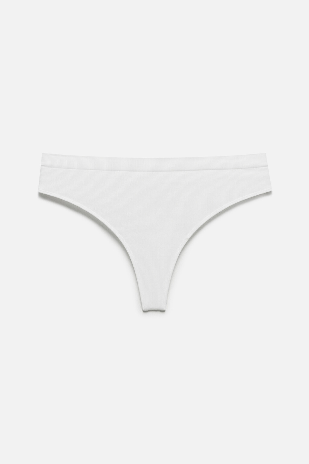 Трусы-стринги высокие бесшовные в рубчик - цвет белый - 5