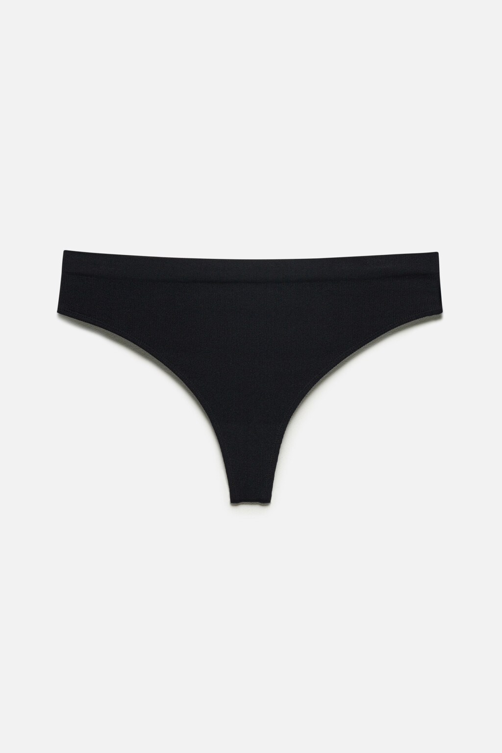 Трусы-стринги высокие бесшовные в рубчик - цвет черный - 6