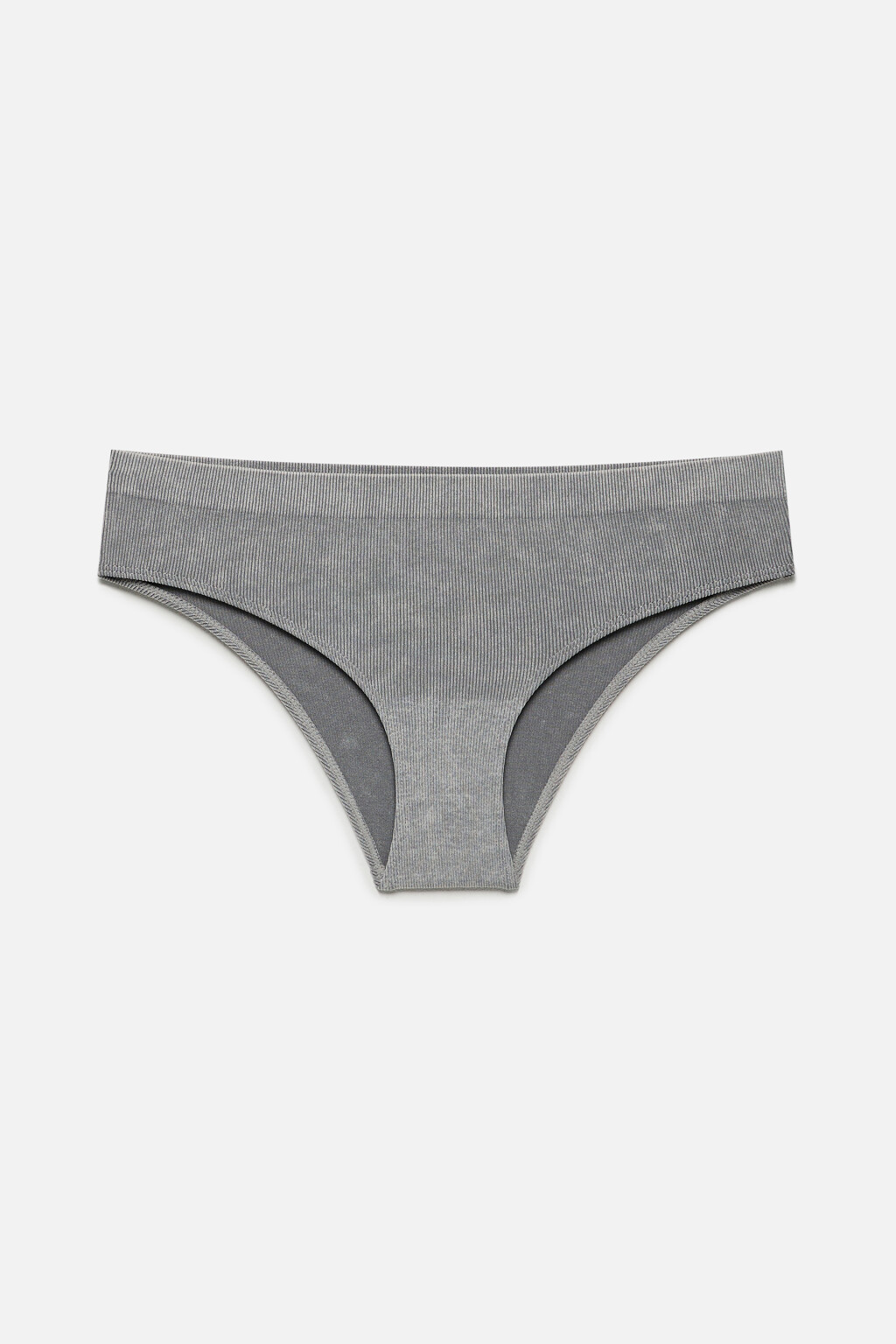 Трусы-слипы бесшовные в рубчик - цвет серый - 5