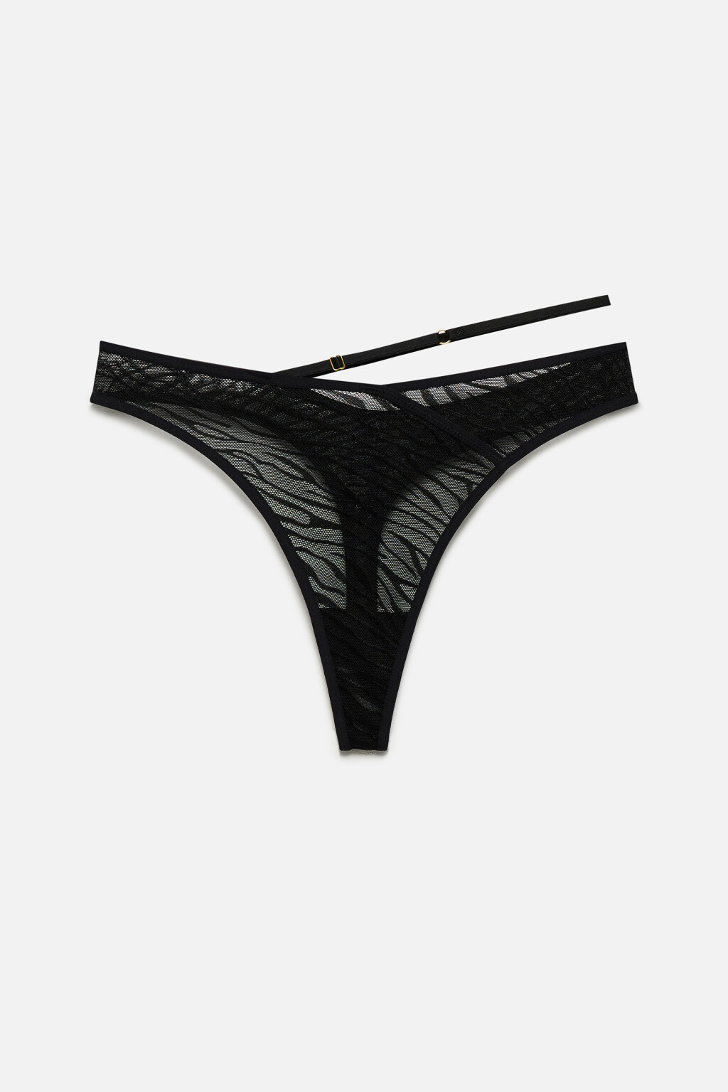 Трусы-стринги сетчатые с анималистическим принтом - цвет черный - 5