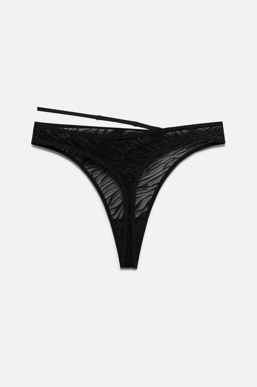 Трусы-стринги сетчатые с анималистическим принтом - цвет черный - 6