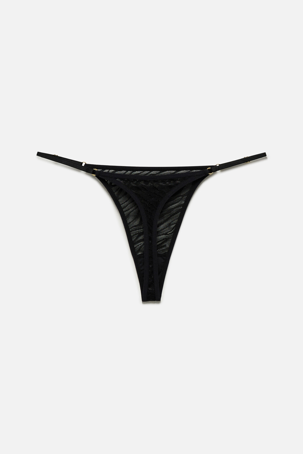 Трусы-стринги сетчатые с анималистическим принтом - цвет черный - 6