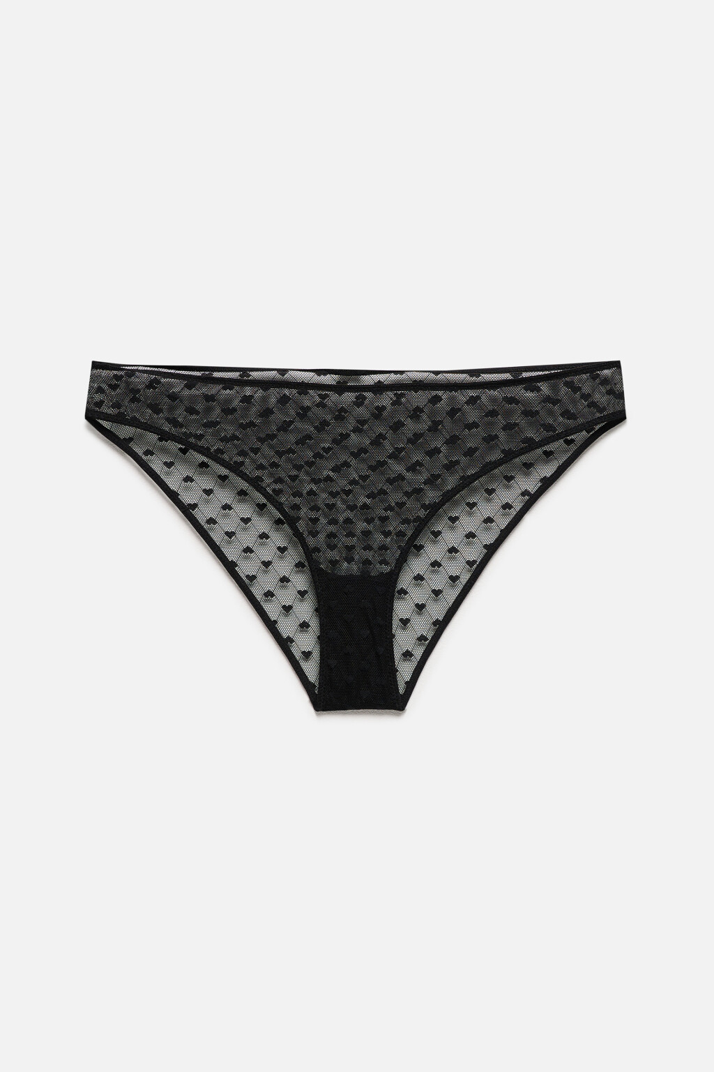 Трусики-слипы сетчатые в сердечко - цвет черный - 6