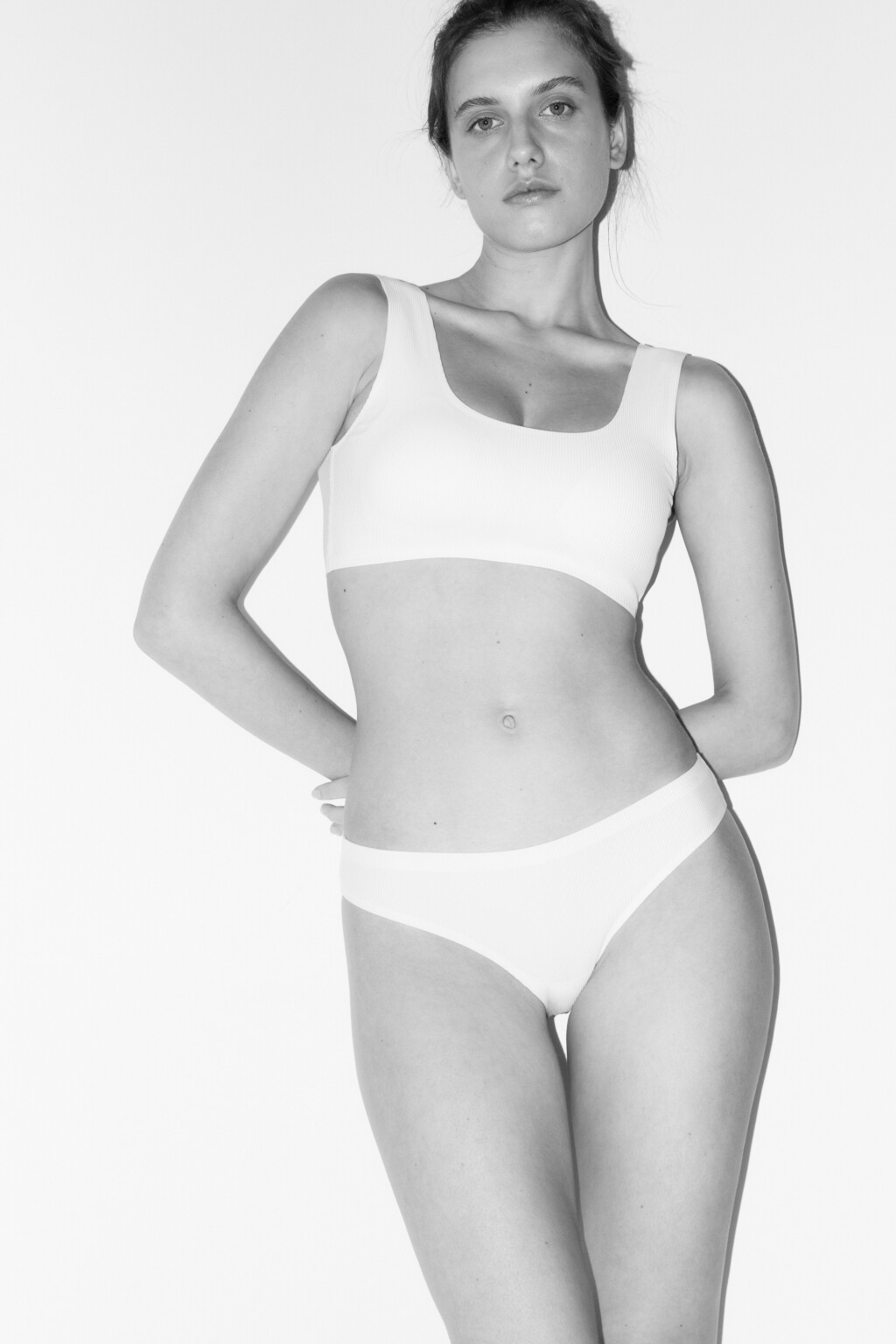 Трусы-слипы базовые в рубчик - цвет белый - 1