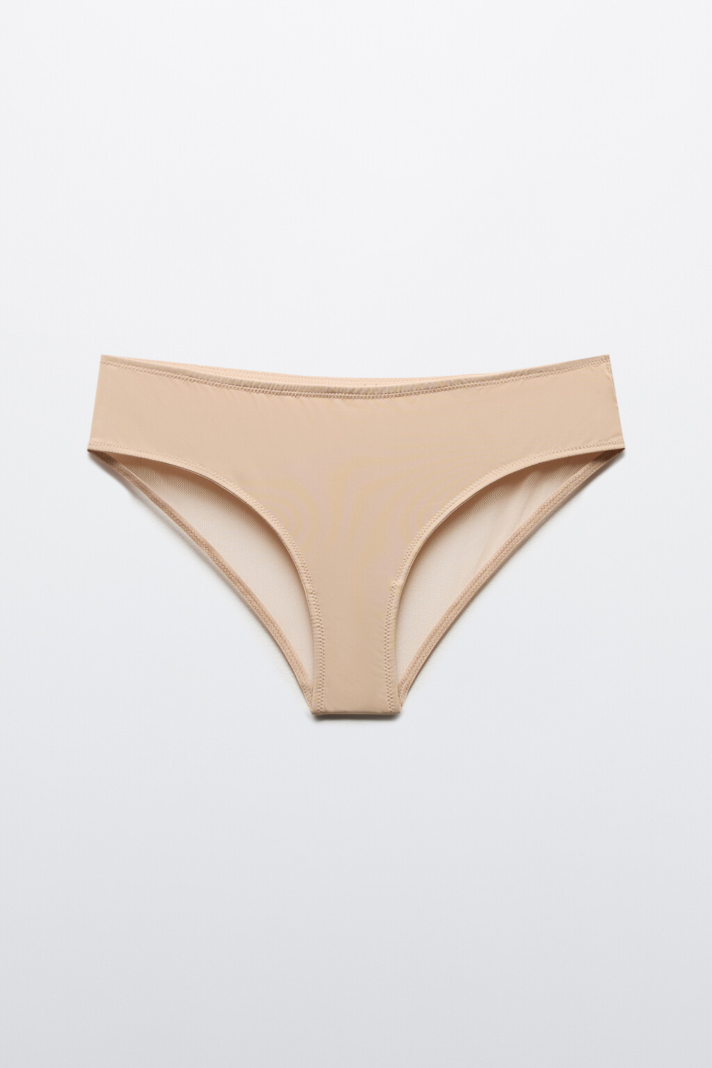 Трусы-слипы гладкие с сетчатой вставкой - цвет бежевый - 5