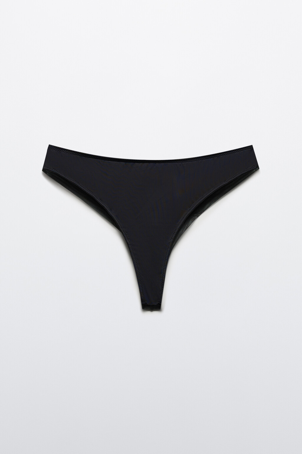Трусы-бразильяна гладкие с сетчатой вставкой - цвет черный - 5