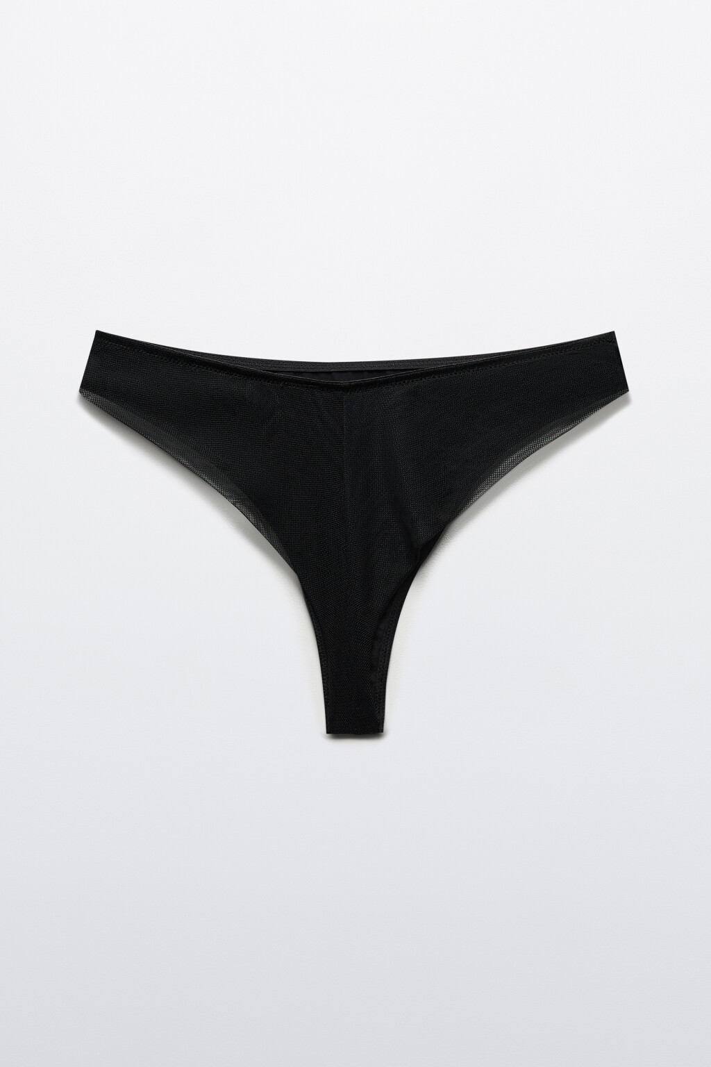 Трусы-бразильяна гладкие с сетчатой вставкой - цвет черный - 6