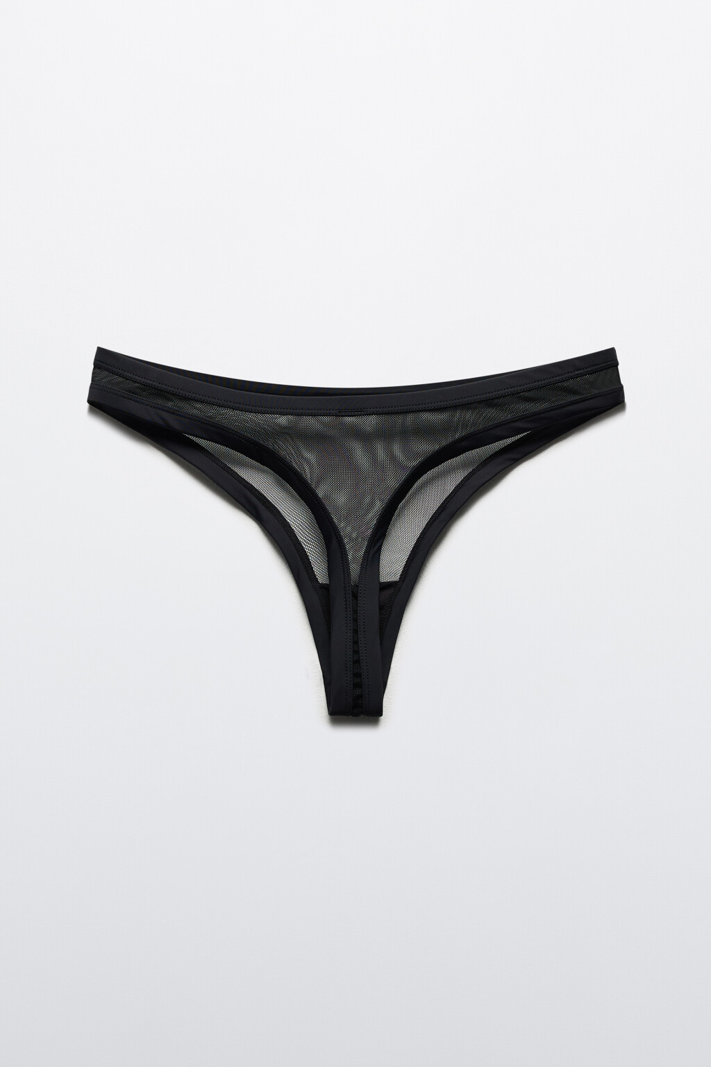 Трусы-танга гладкие с сетчатой вставкой - цвет черный - 6