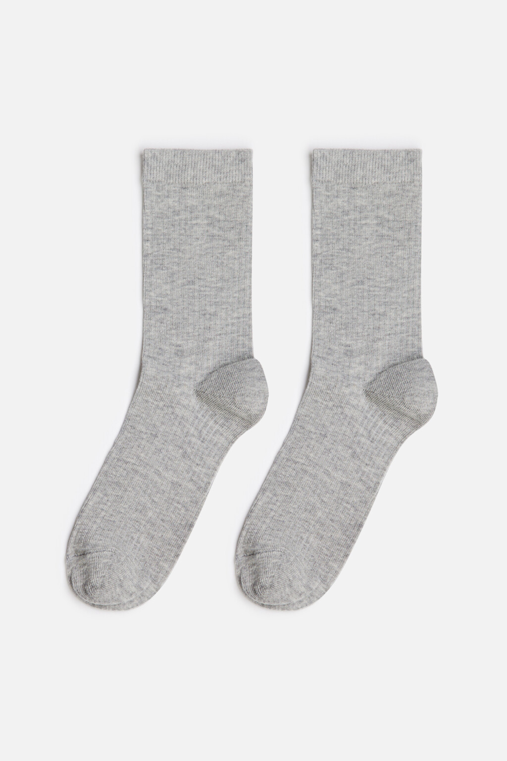 Носки высокие хлопковые в рубчик - цвет серый - 1
