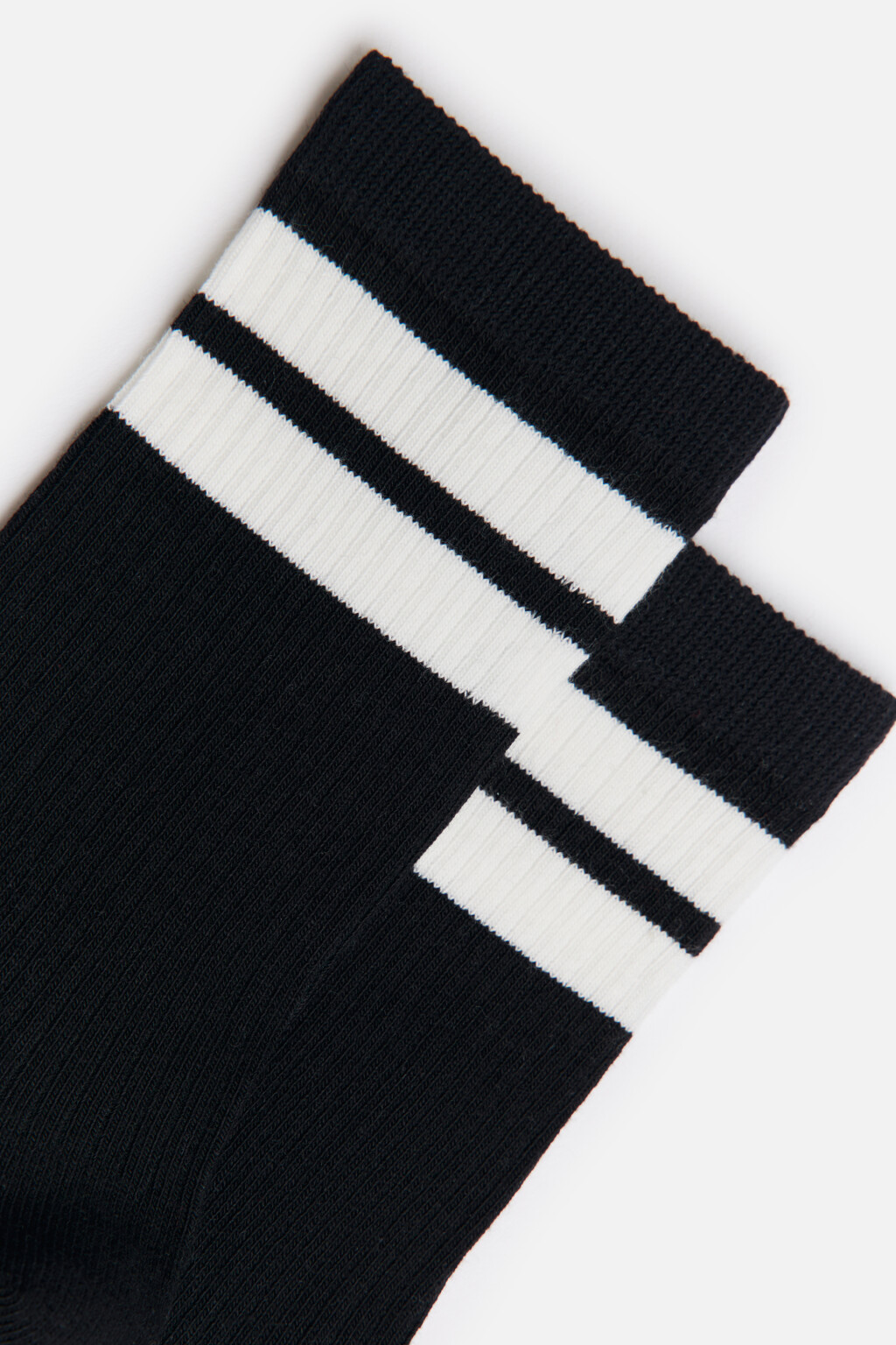 Носки высокие хлопковые с полосками - цвет черный - 2