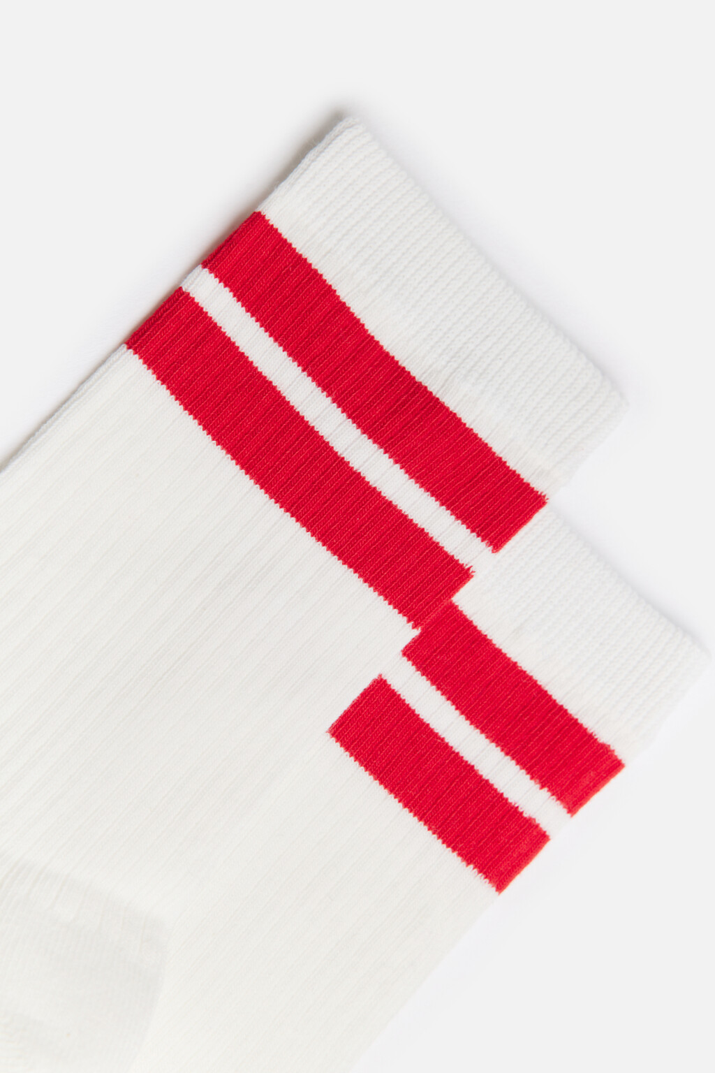 Носки высокие хлопковые с полосками - цвет красный - 2