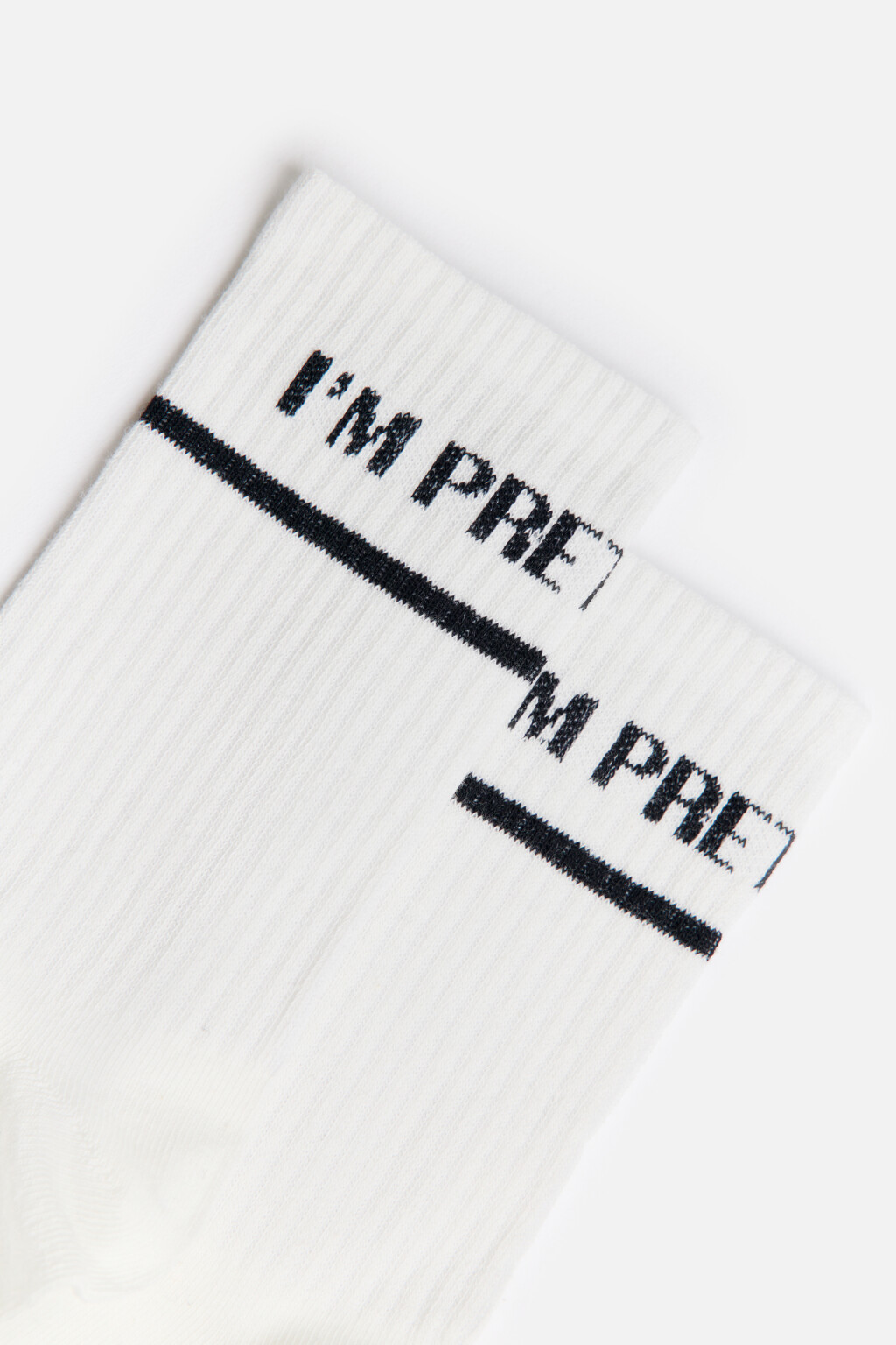 Носки высокие с полосками и надписью - цвет ванильный - 2