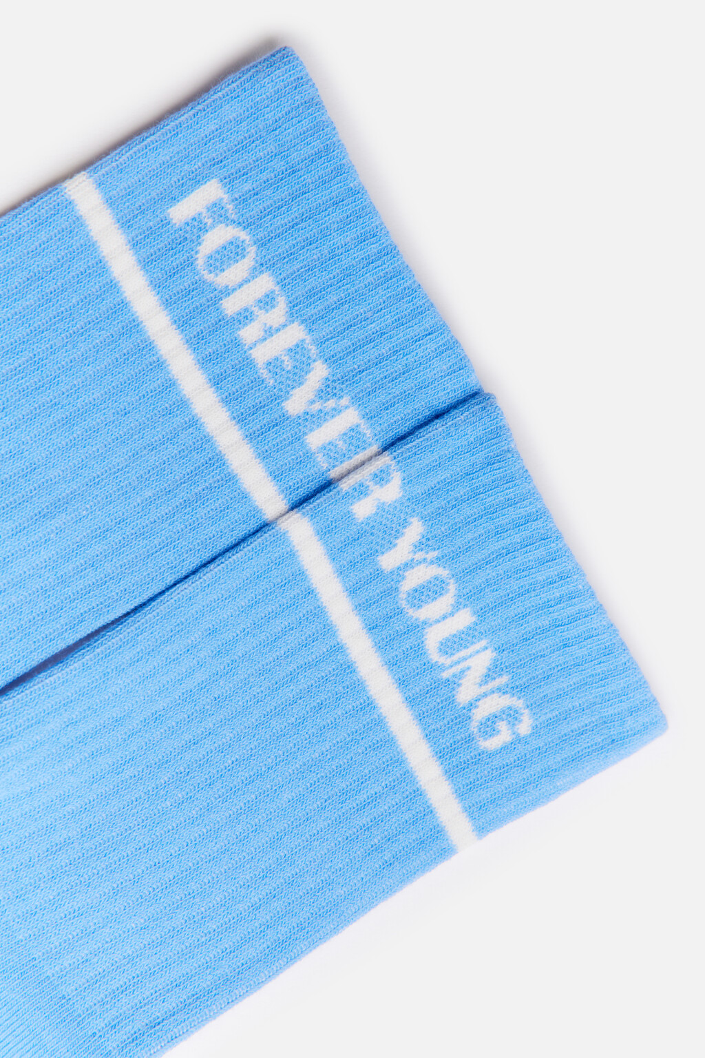 Носки высокие с полосками и надписью - цвет голубой - 2