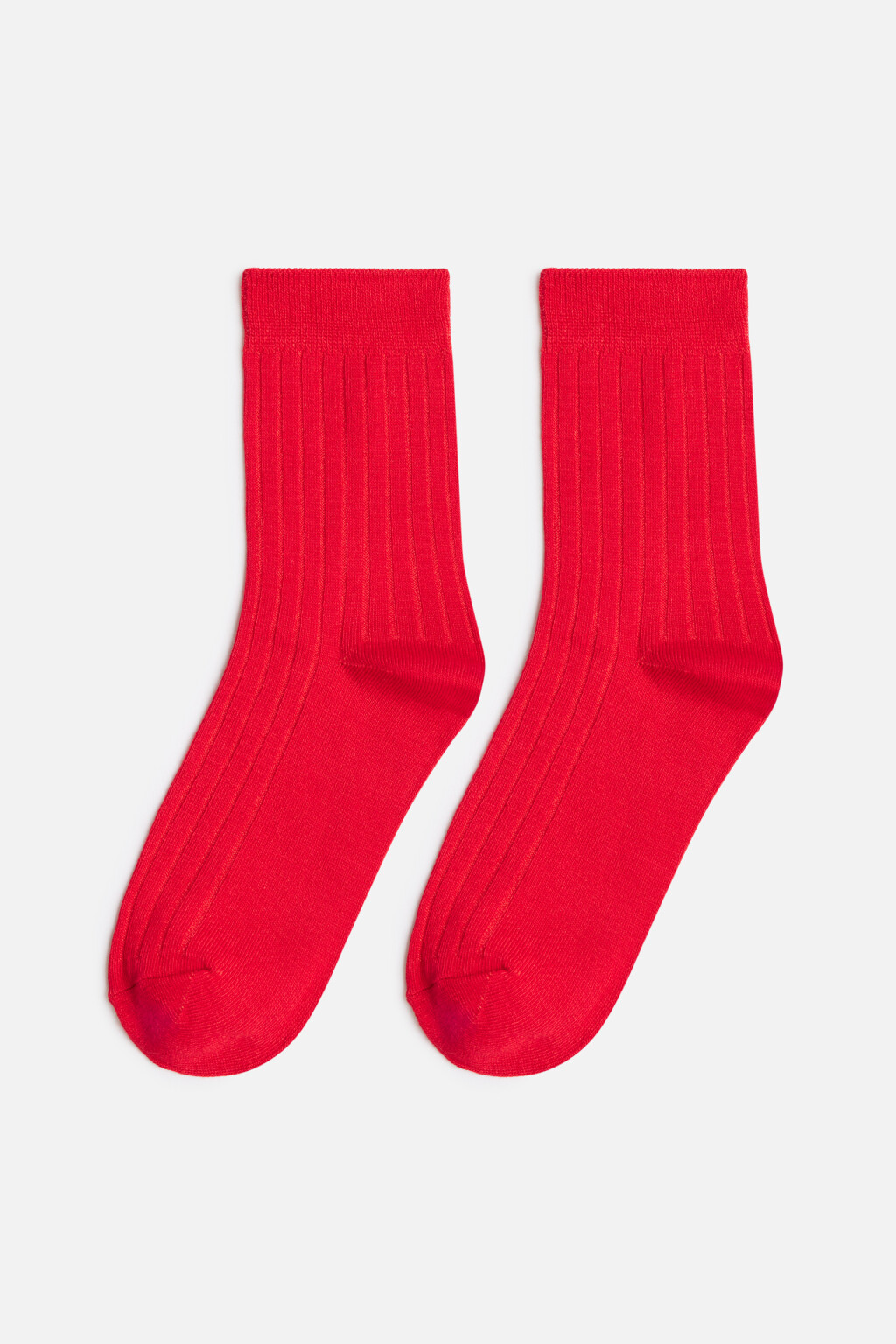 Носки высокие вискозные в рубчик - цвет красный - 1