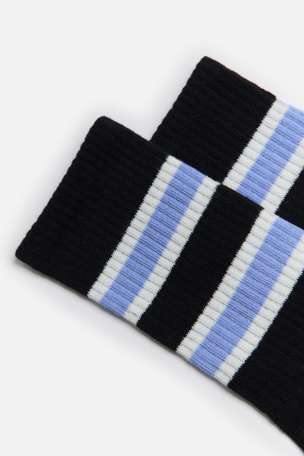 Носки высокие хлопковые с полосками - цвет черный - 2