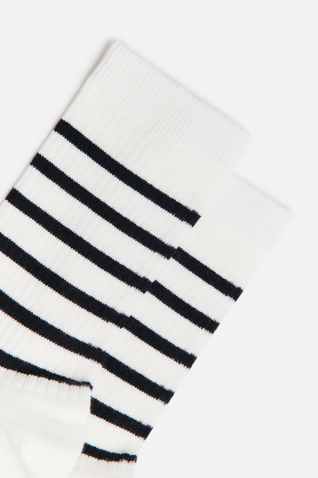 Носки высокие в рубчик с полосками - цвет ванильный - 2