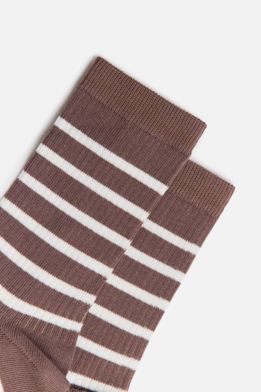Носки высокие в рубчик с полосками - цвет коричневый - 2