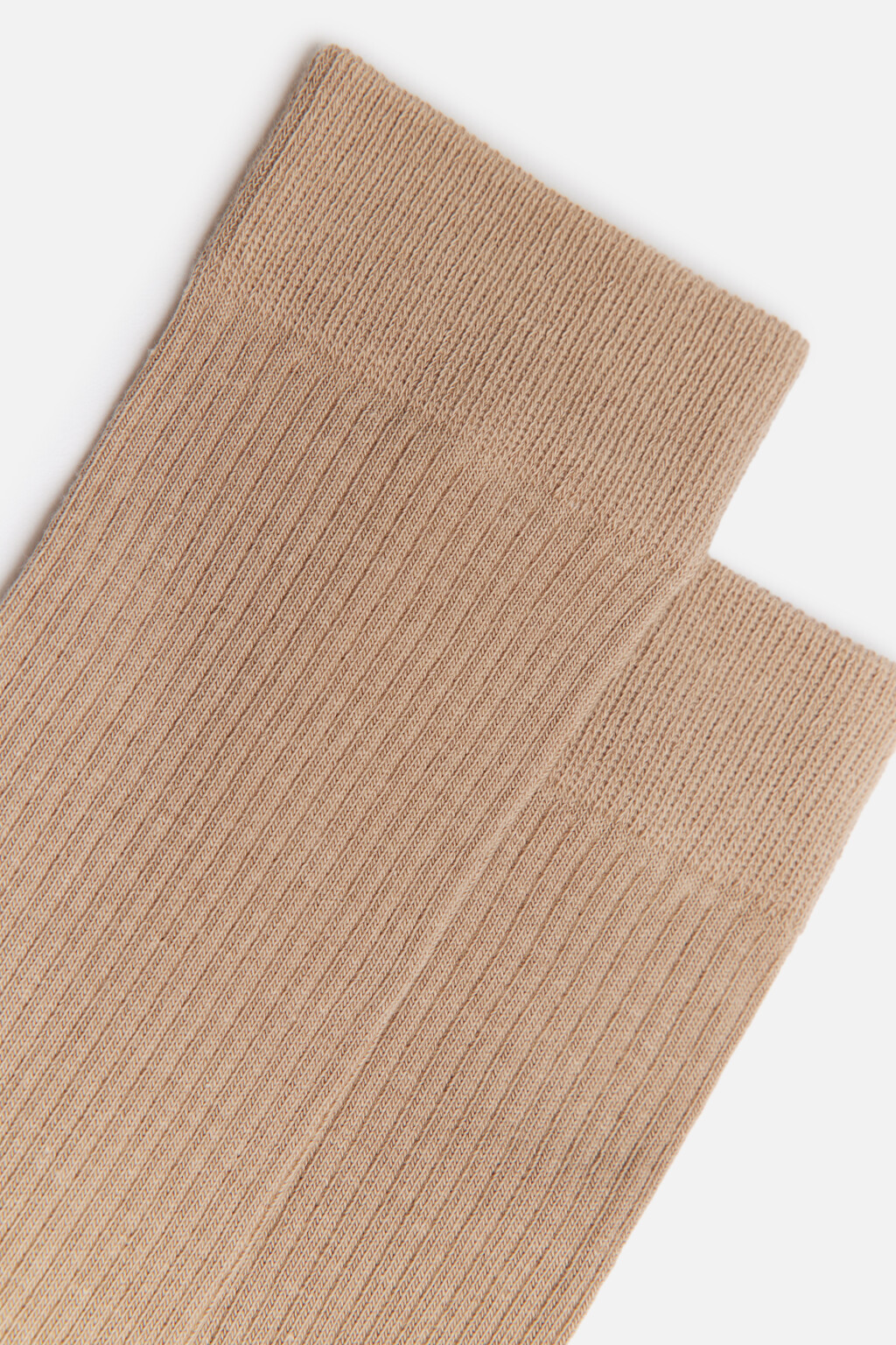 Носки-гольфы однотонные в рубчик - цвет бежевый - 2