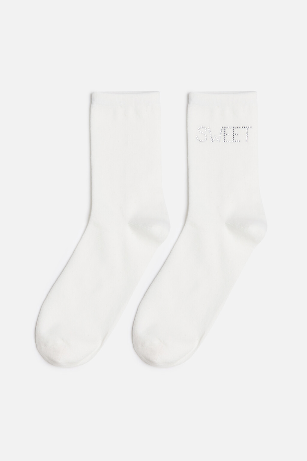 Носки высокие с надписью из страз - цвет ванильный - 1