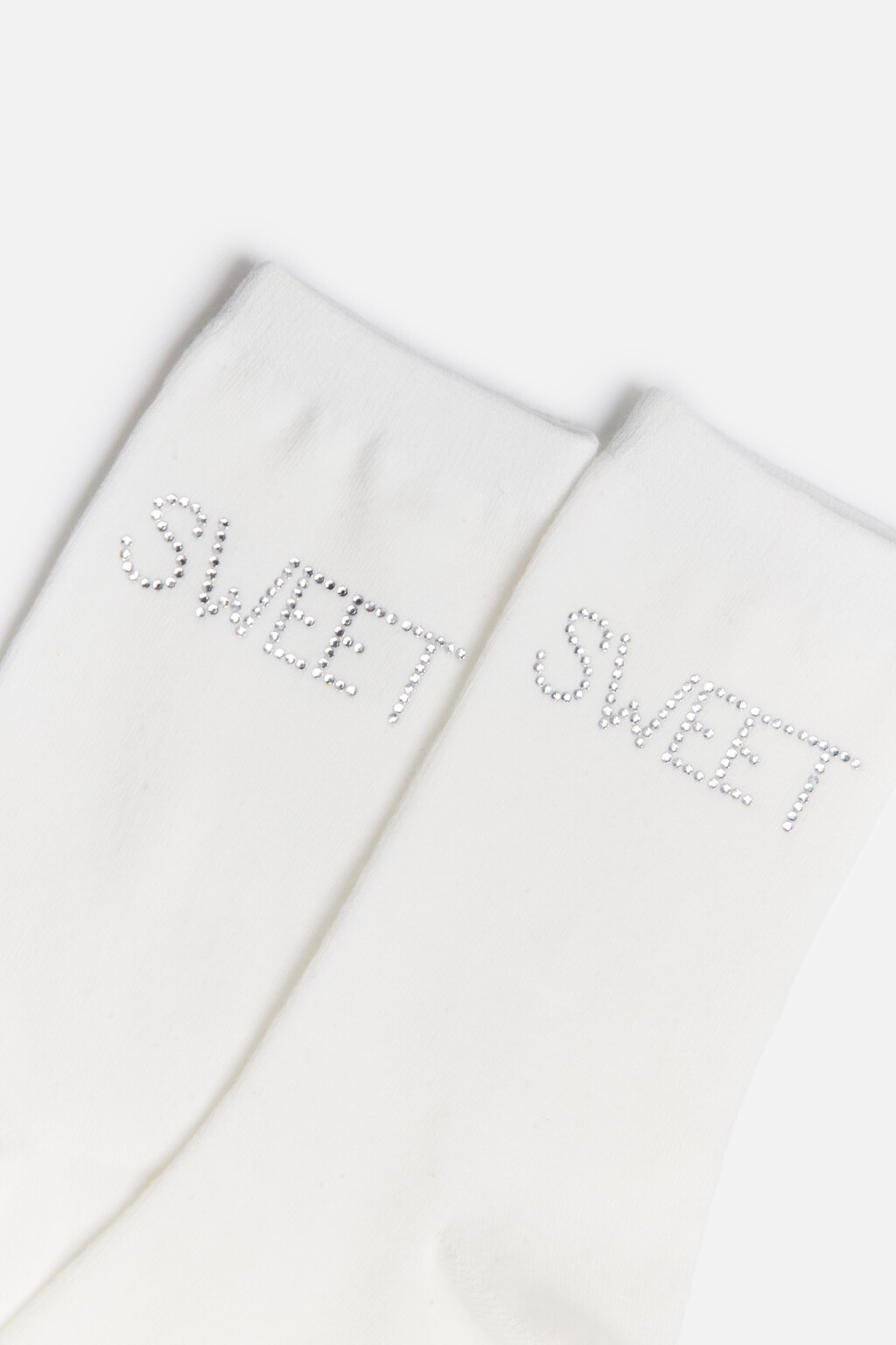 Носки высокие с надписью из страз - цвет ванильный - 2