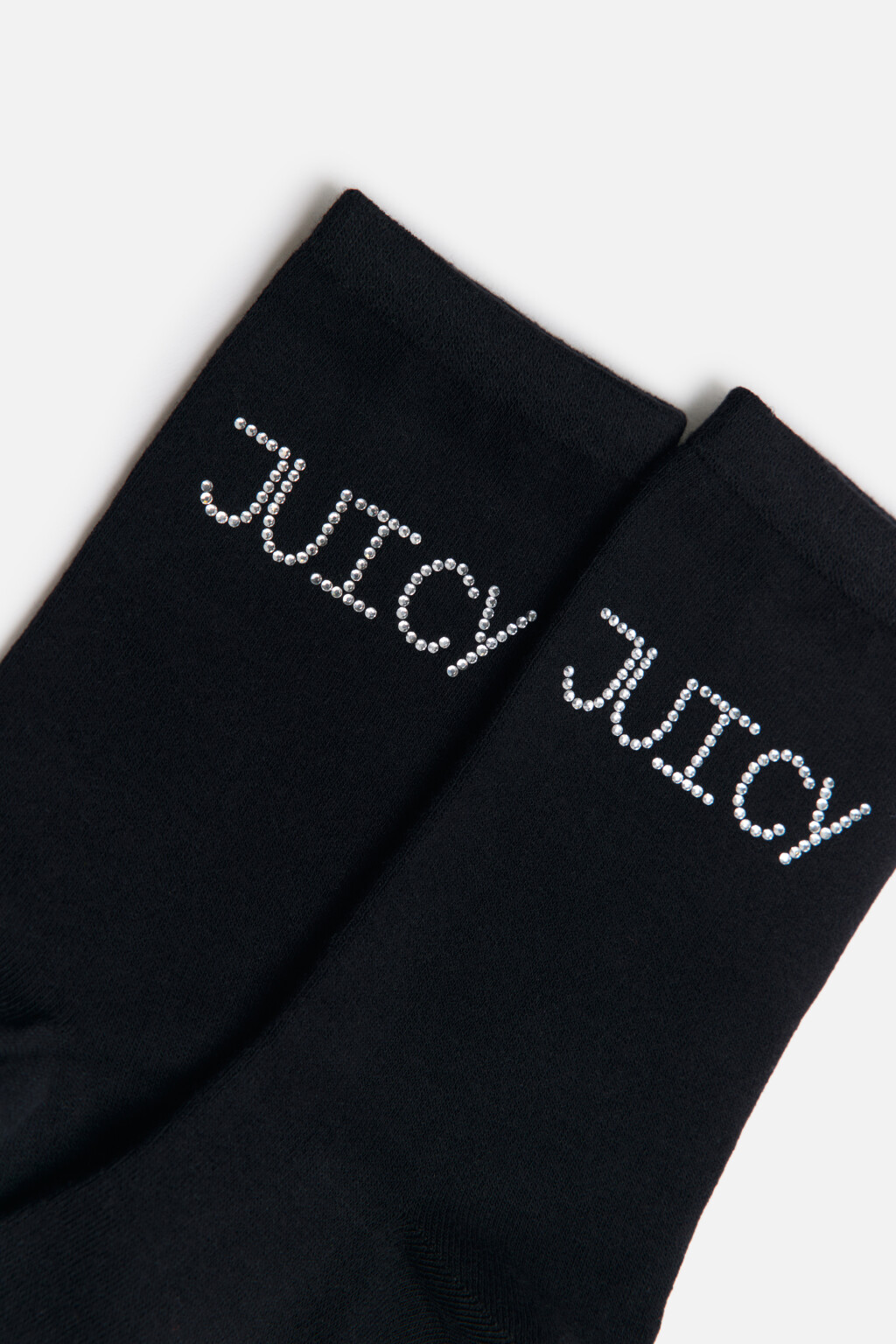 Носки высокие с надписью из страз - цвет черный - 2