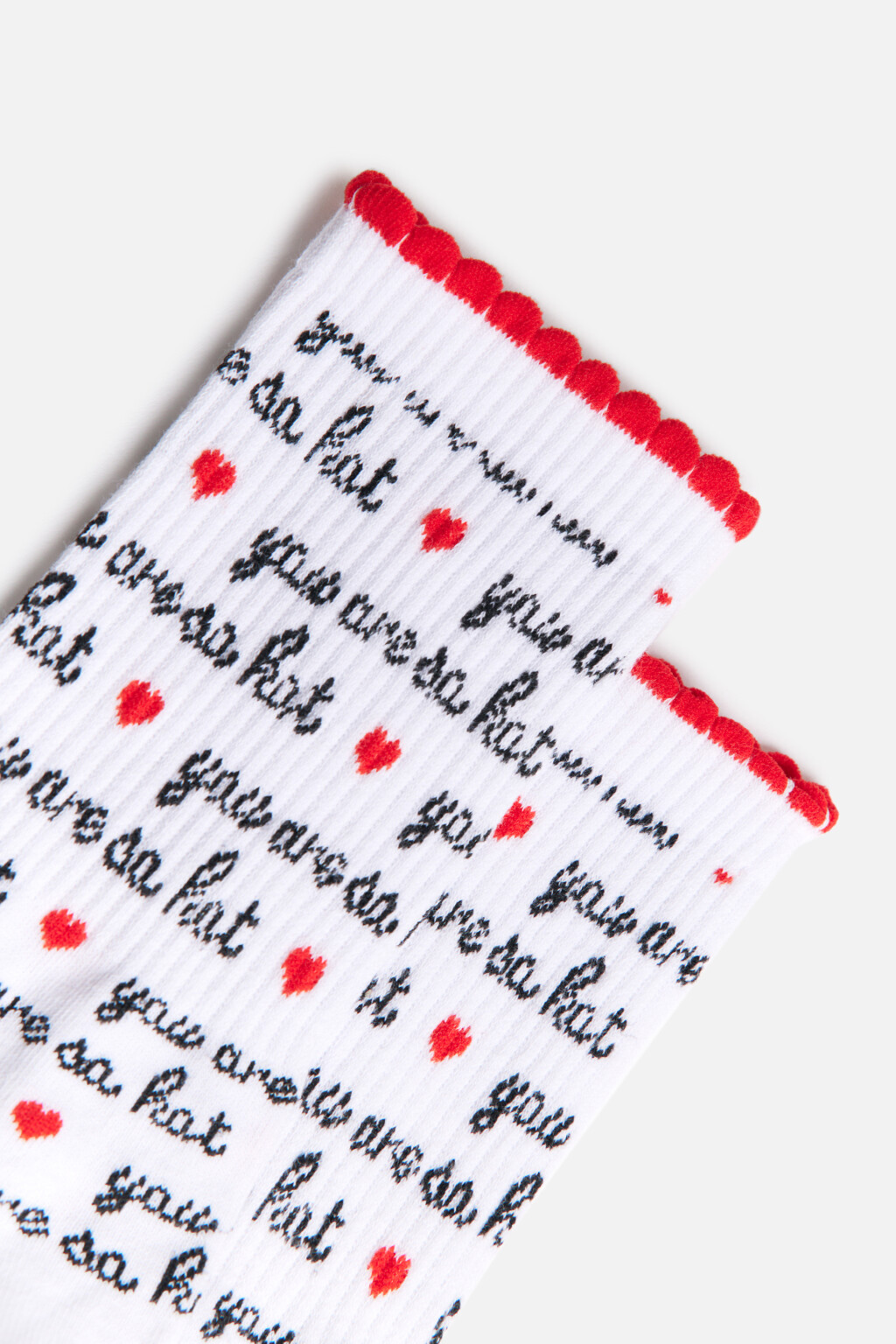 Носки высокие с принтом-надписью - цвет красный - 2