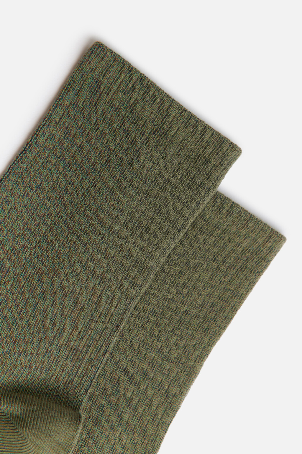 Носки высокие хлопковые в рубчик - цвет зеленый - 2