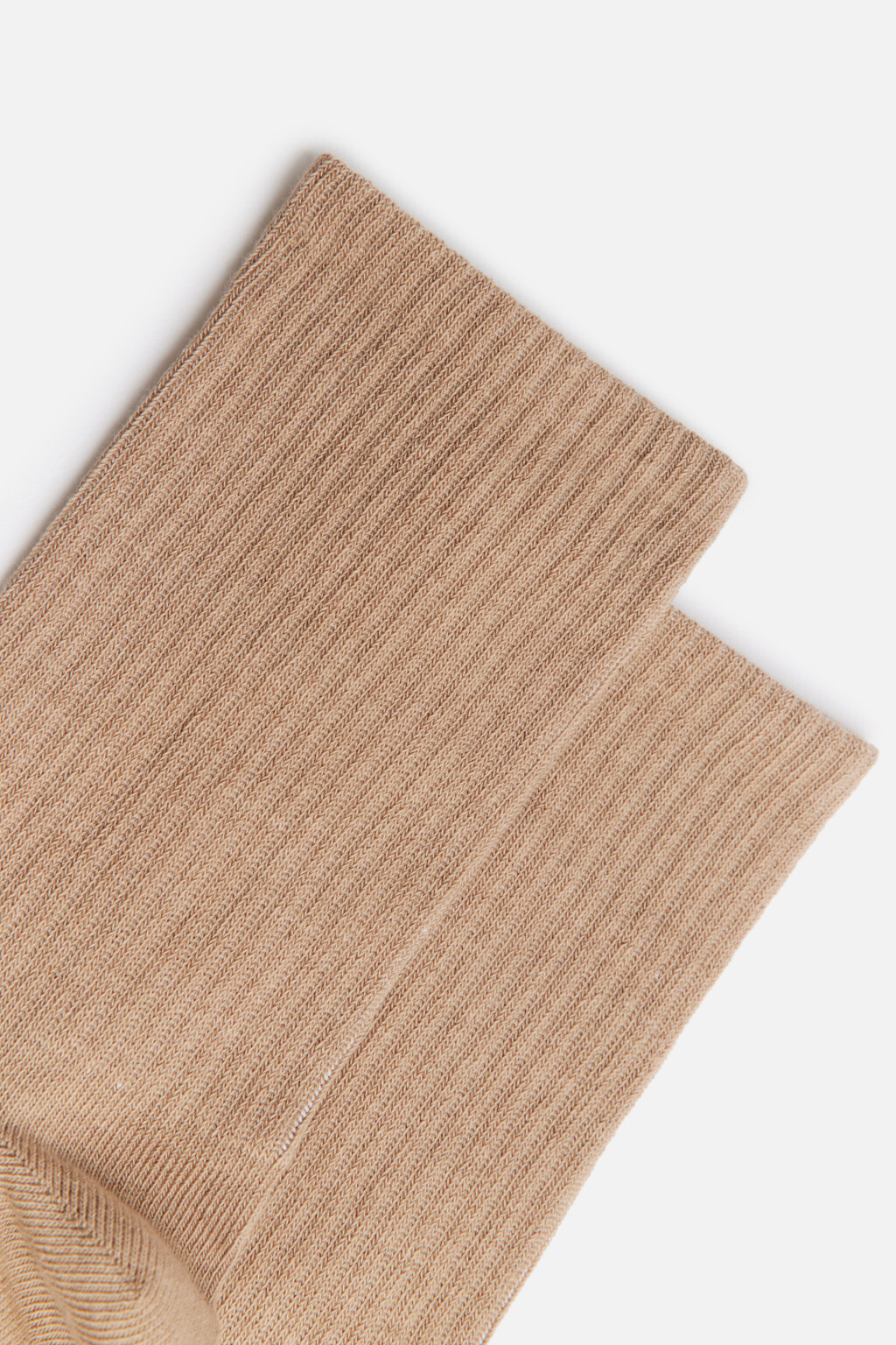 Носки высокие хлопковые в рубчик - цвет бежевый - 2