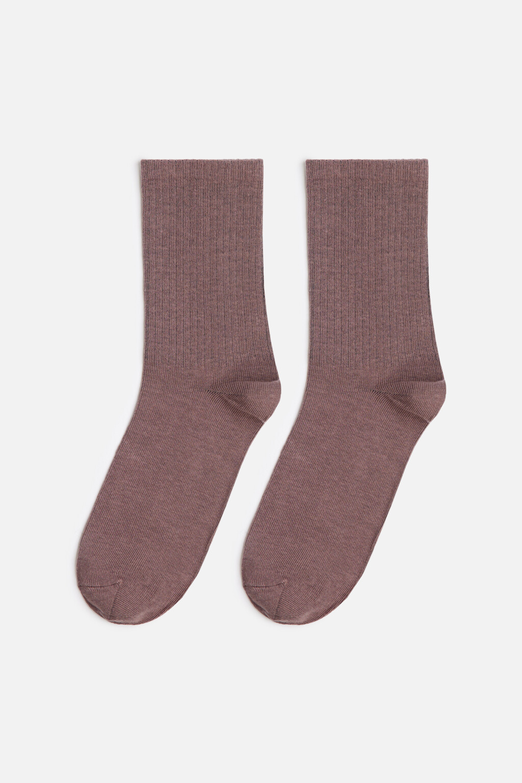 Носки высокие хлопковые в рубчик - цвет коричневый - 1