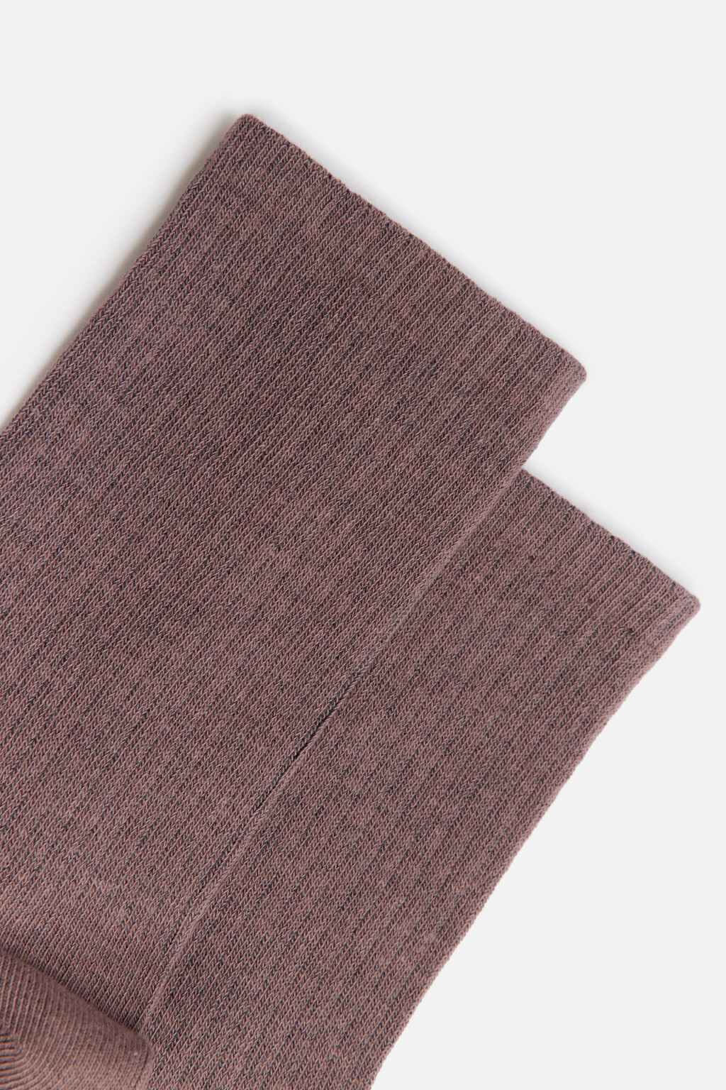 Носки высокие хлопковые в рубчик - цвет коричневый - 2