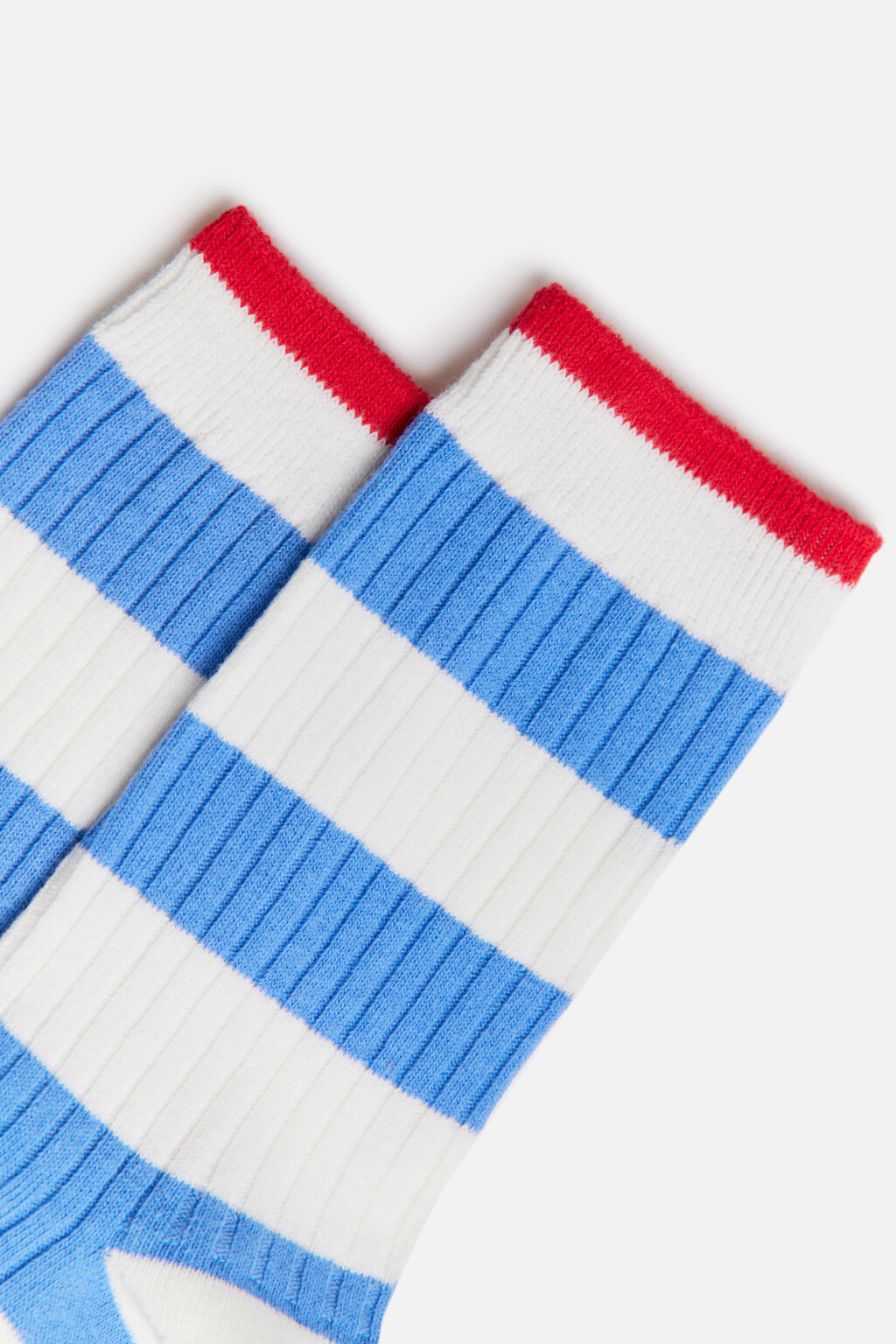 Носки высокие в рубчик с полосками - цвет бежевый - 2