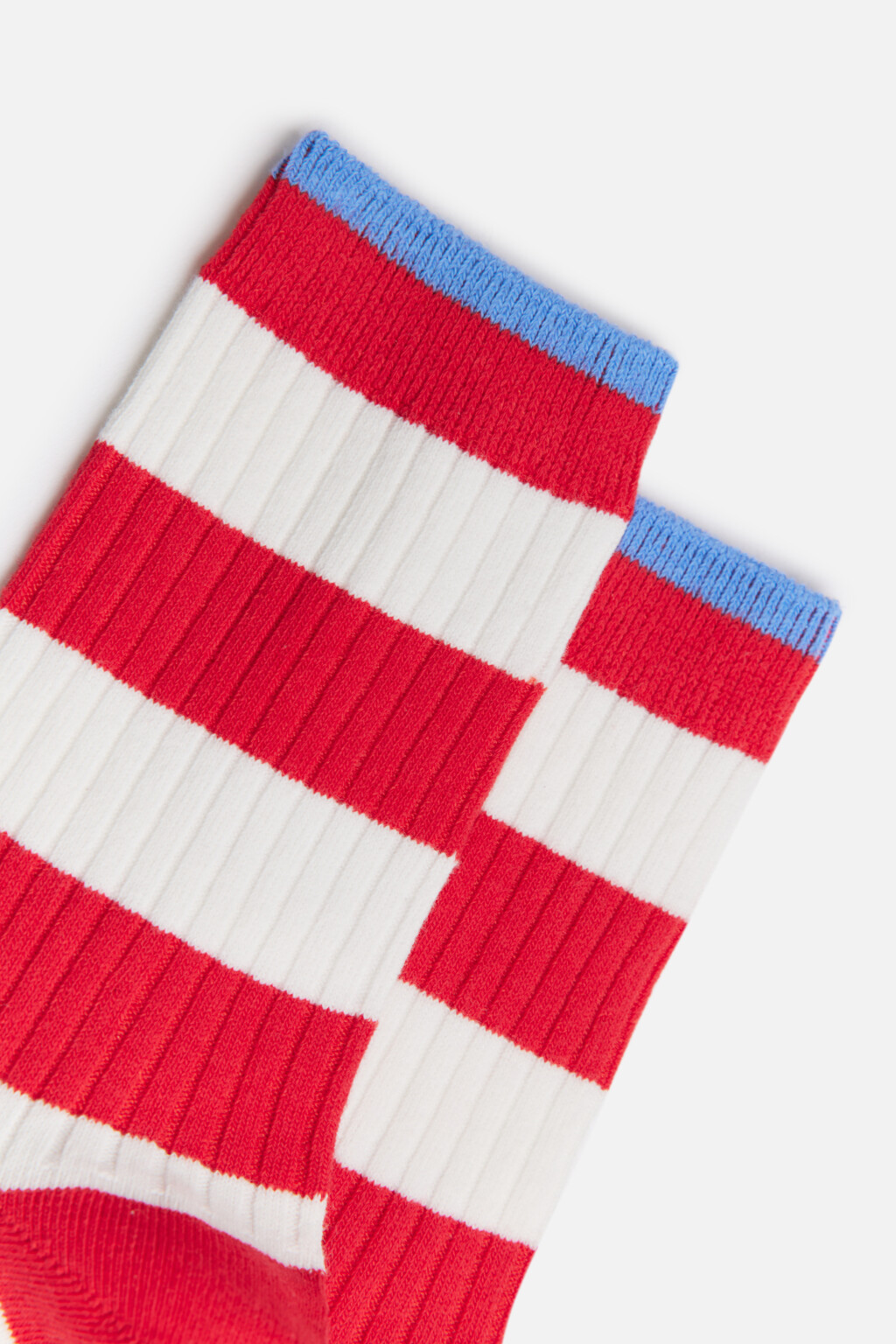 Носки высокие в рубчик с полосками - цвет красный - 2