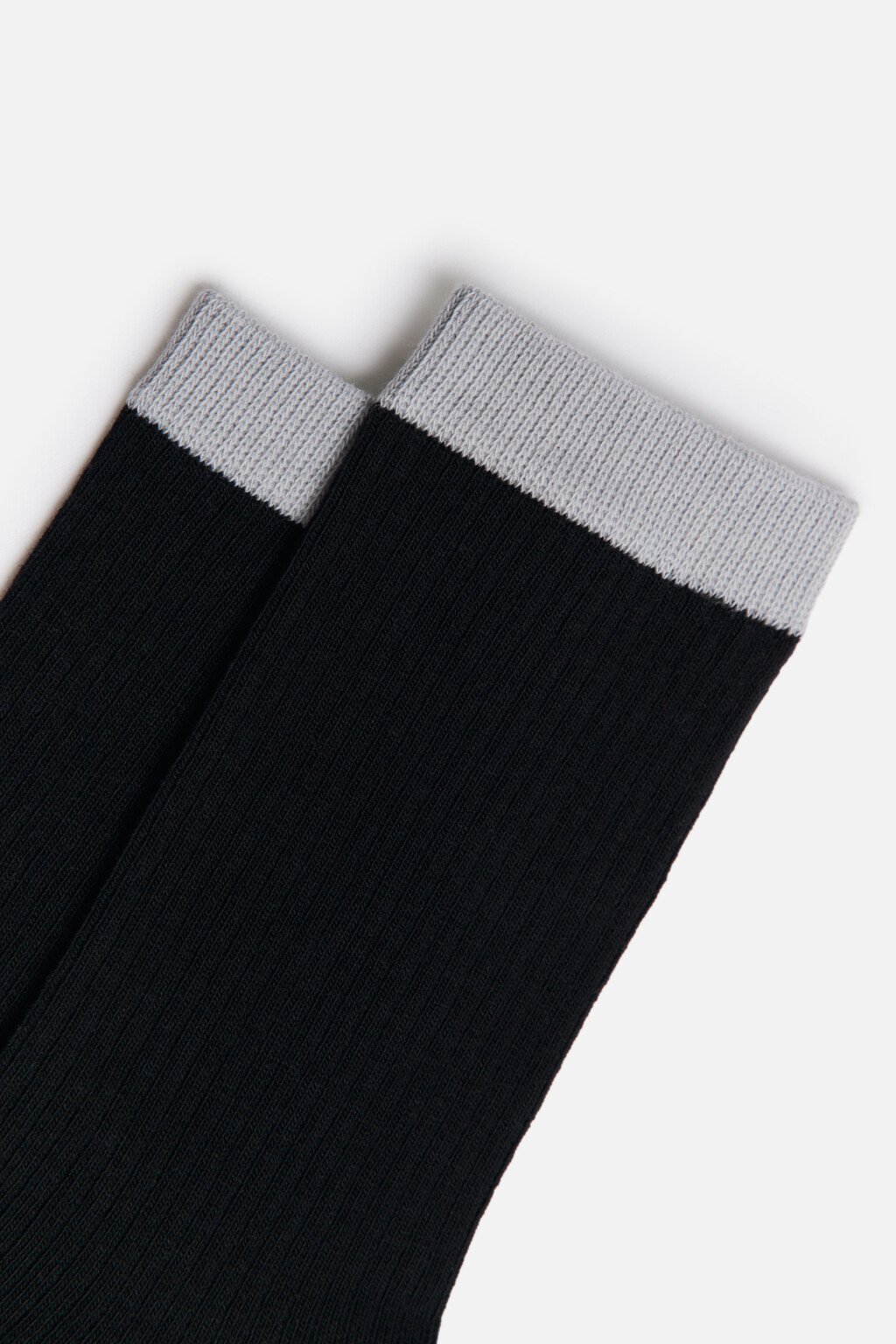 Носки высокие хлопковые с полосками - цвет черный - 2