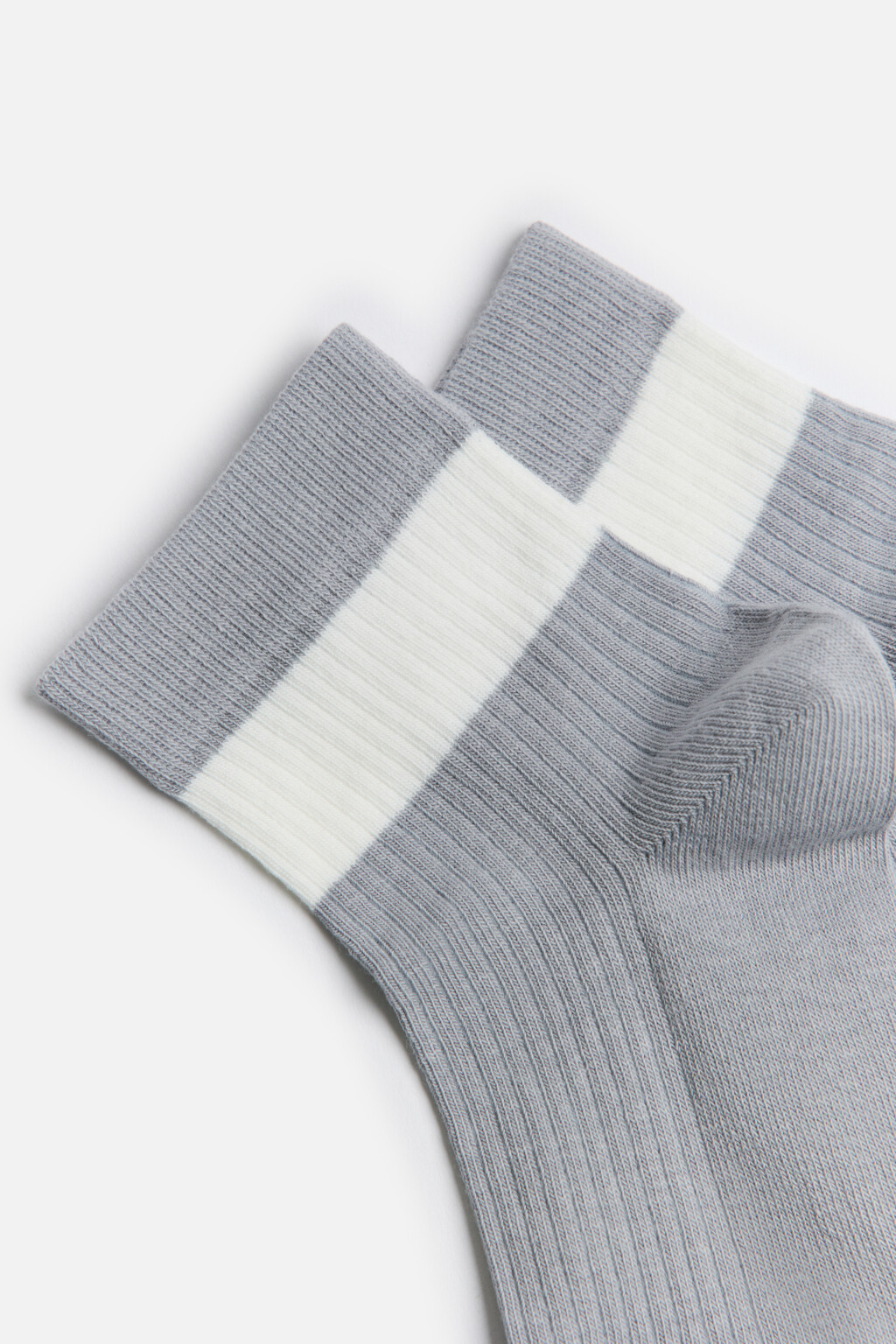 Носки короткие хлопковые с полоской - цвет серый - 2