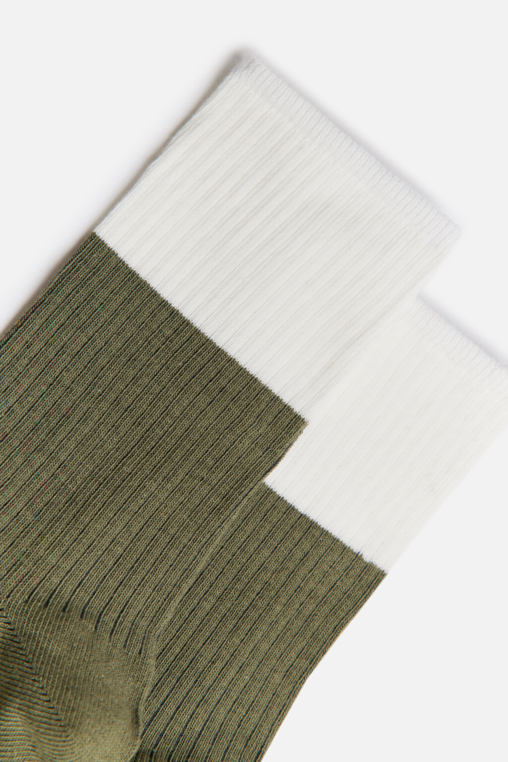 Носки высокие хлопковые в рубчик - цвет зеленый - 2