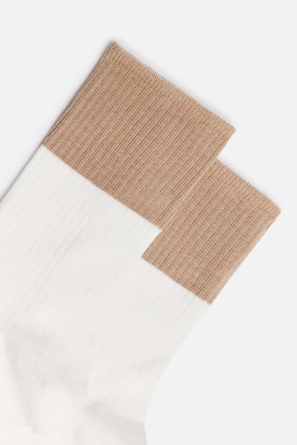 Носки высокие хлопковые в рубчик - цвет ванильный - 2