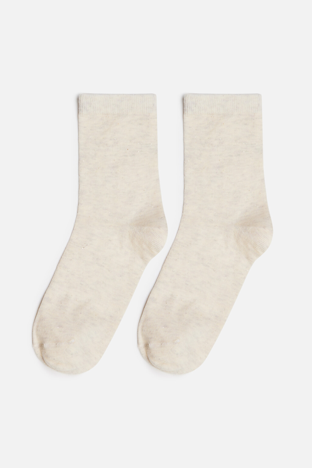 Носки хлопковые с блестящим люрексом - цвет ванильный - 1