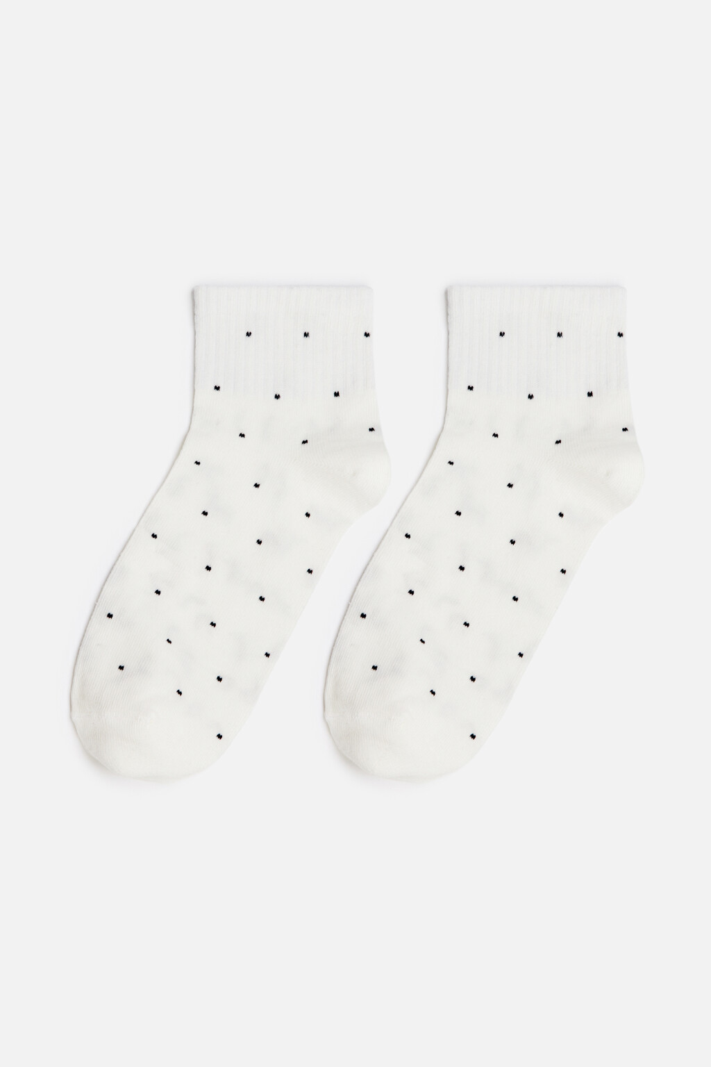 Носки короткие хлопковые в мелкий горошек - цвет ванильный - 1